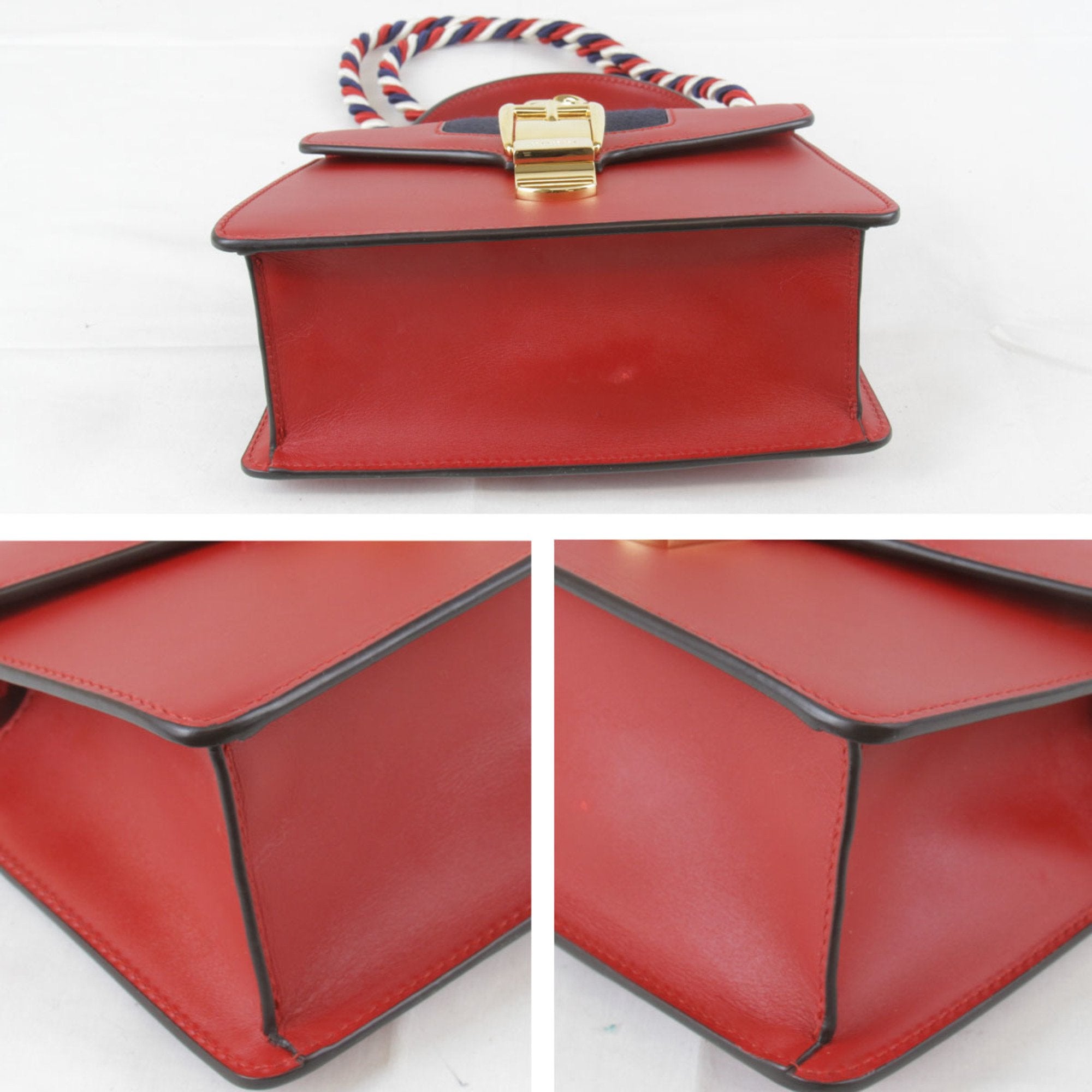 Gucci Red Color Leather Shoulder Bag (Pre-Owned)
