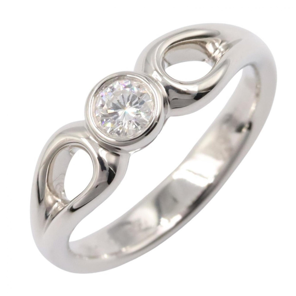 Tiffany Silver Clear Platinum 950 Band Ring (Pre-Owned)