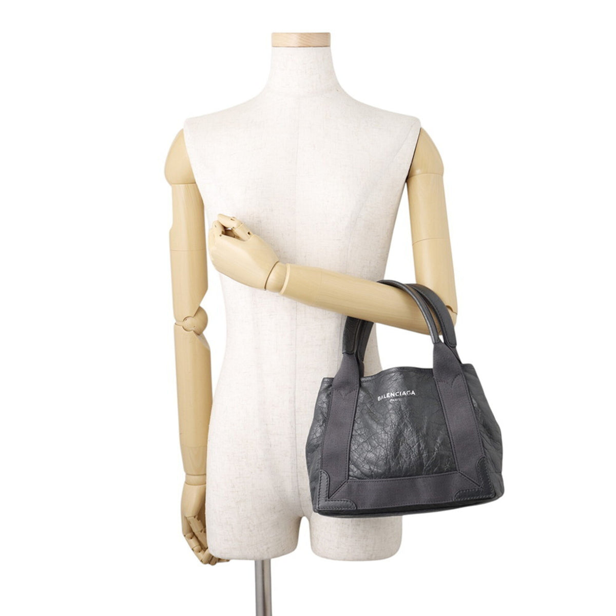 Balenciaga Gray Leather Canvas Handbag (Pre-Owned)