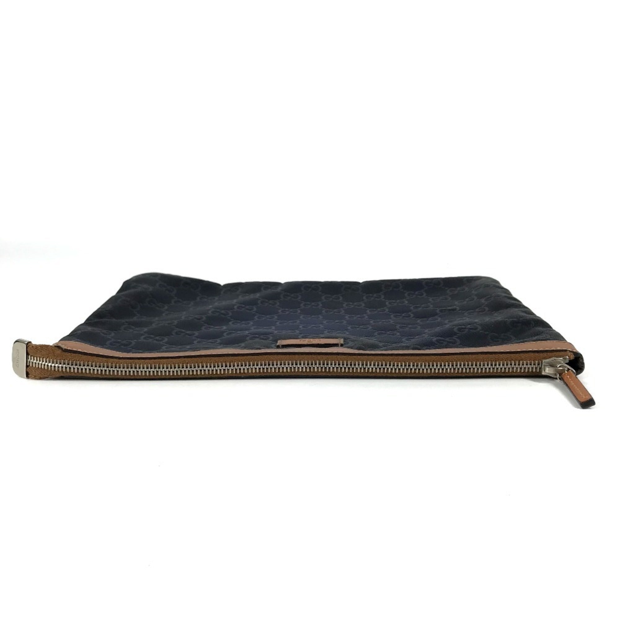 Gucci Navy Leather Nylon Clutch Bag (Pre-Owned)
