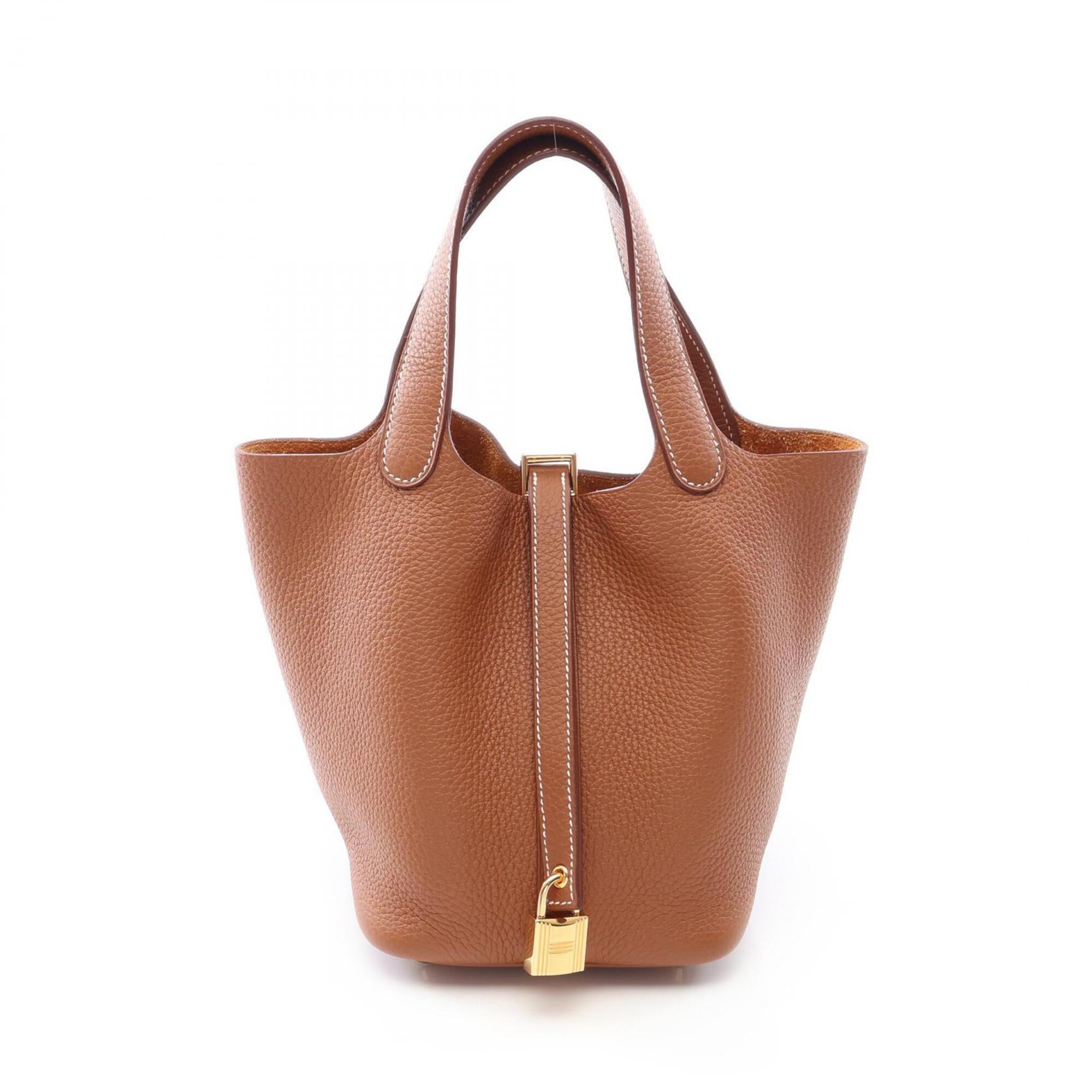 Hermes Brown Gold Brown Taurillon Clemence Leather Handbag (Pre-Owned)