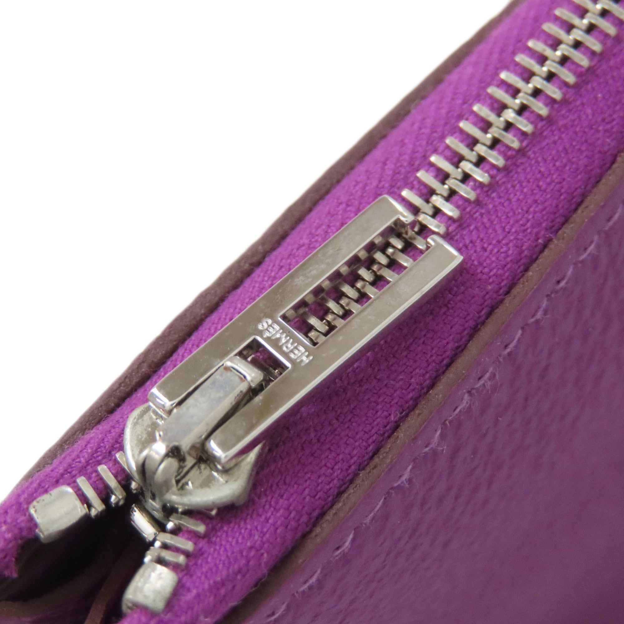 Hermes Purple Togo Leather Long Wallet (Bi-Fold) (Pre-Owned)