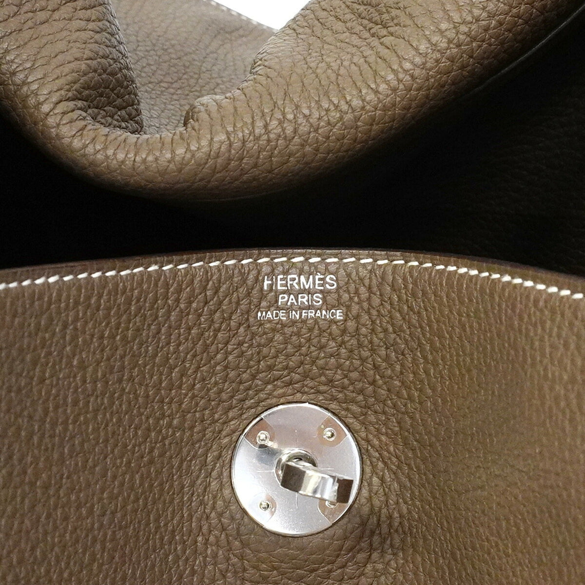 Hermes Etoupe Gray Taurillon Clemence Leather Handbag (Pre-Owned)