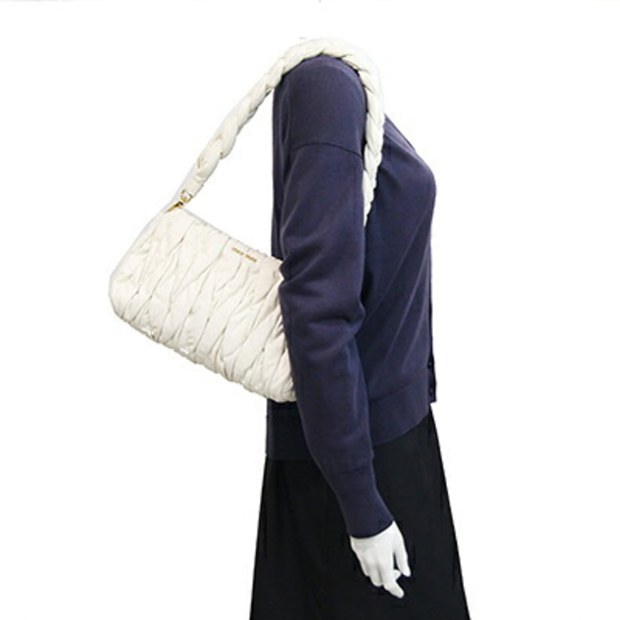 Miu Miu Matelasse Ivory Leather Handbag Shoulder Bag (Pre-Owned)