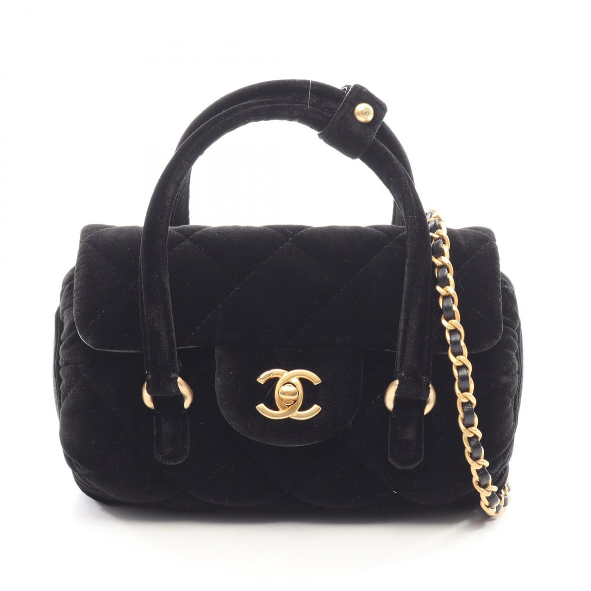 Chanel Matelasse Black Fabric Handbag Shoulder Bag (Pre-Owned)