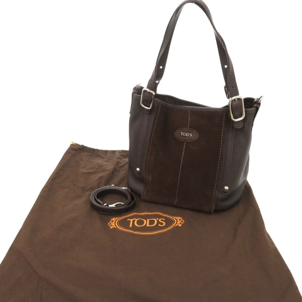 Tod's Brown Suede Leather Shoulder Bag Tote Bag (Pre-Owned)