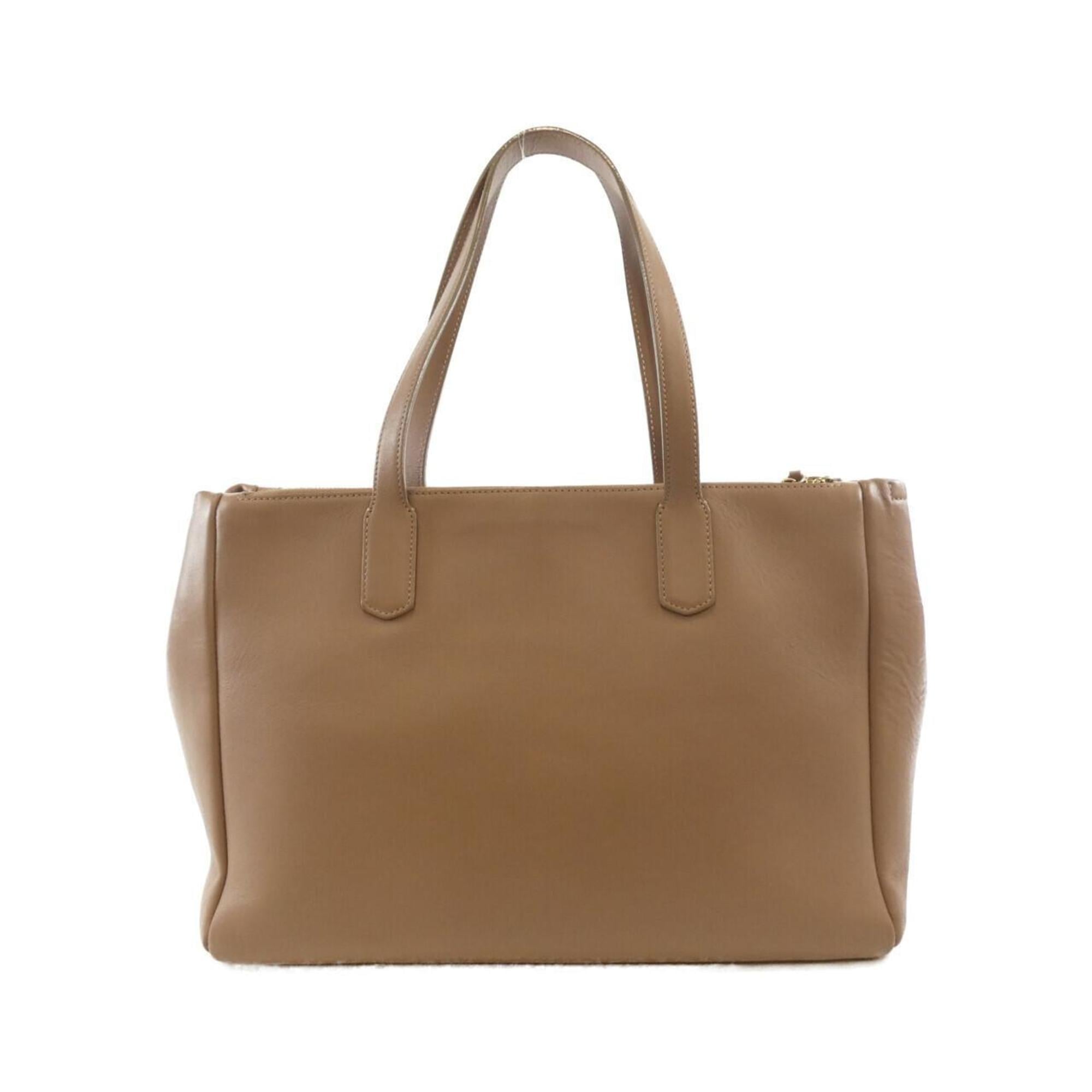 Bvlgari Beige Beige Brown Leather Handbag (Pre-Owned)