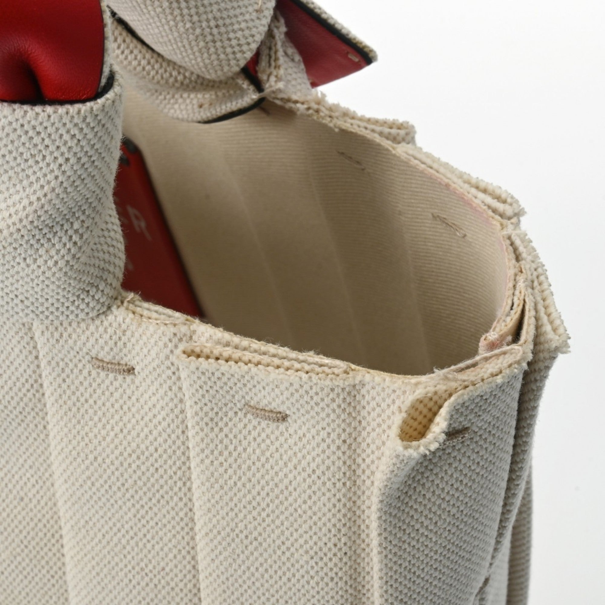 Valentino Red Color Leather Canvas Shoulder Bag (Pre-Owned)