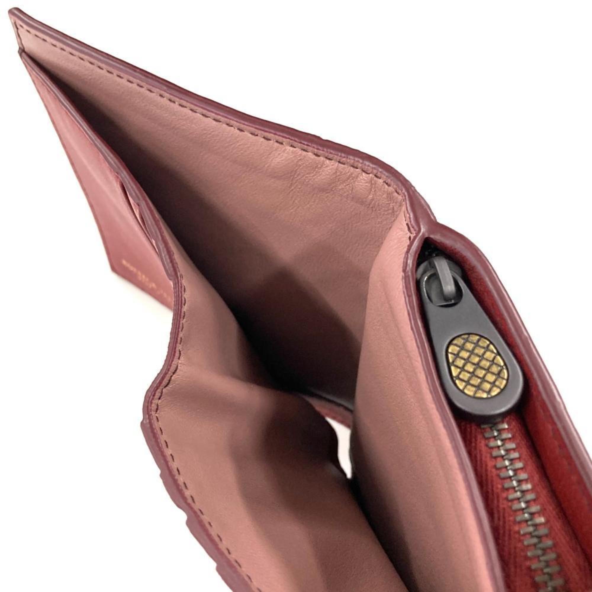 Bottega Veneta Red Color Intrecciato Wallet (Bi-Fold) (Pre-Owned)