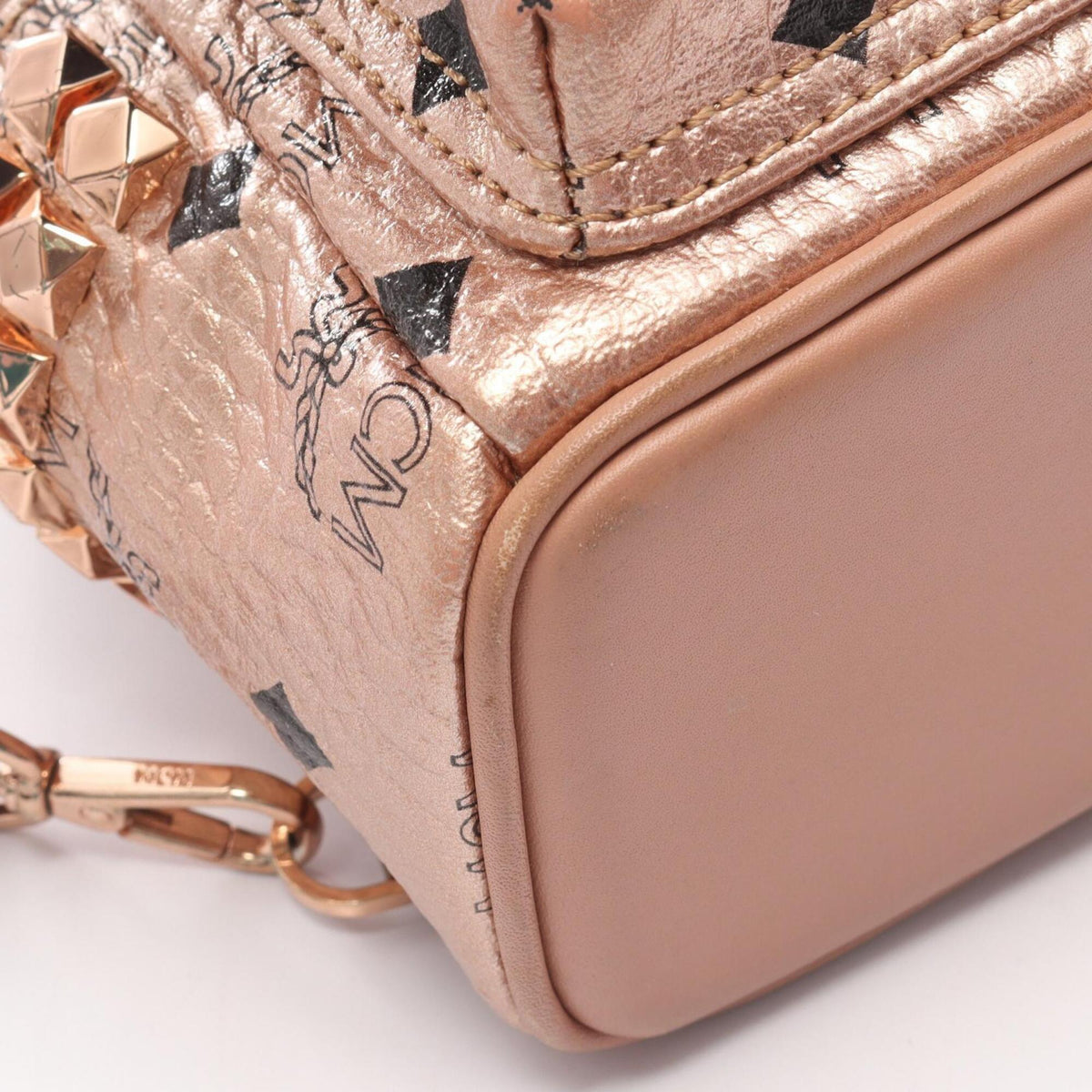 Mcm Gold Coated Canvas Backpack Handbag (Pre-Owned)