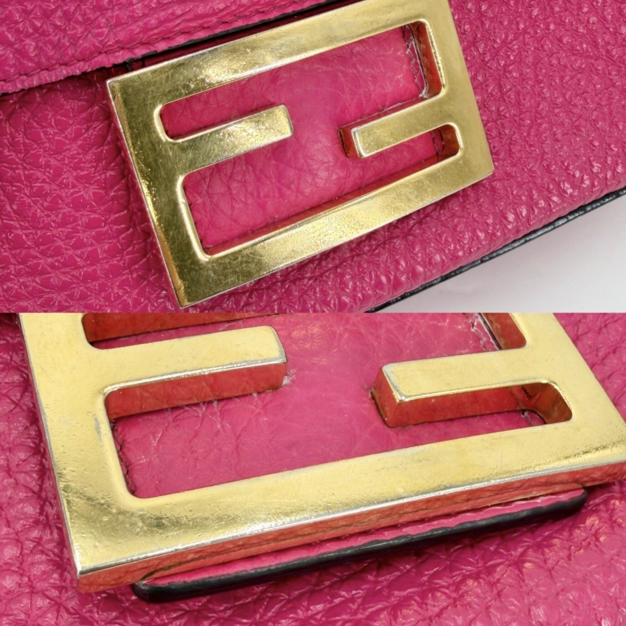 Fendi Pink Leather Handbag Shoulder Bag (Pre-Owned)