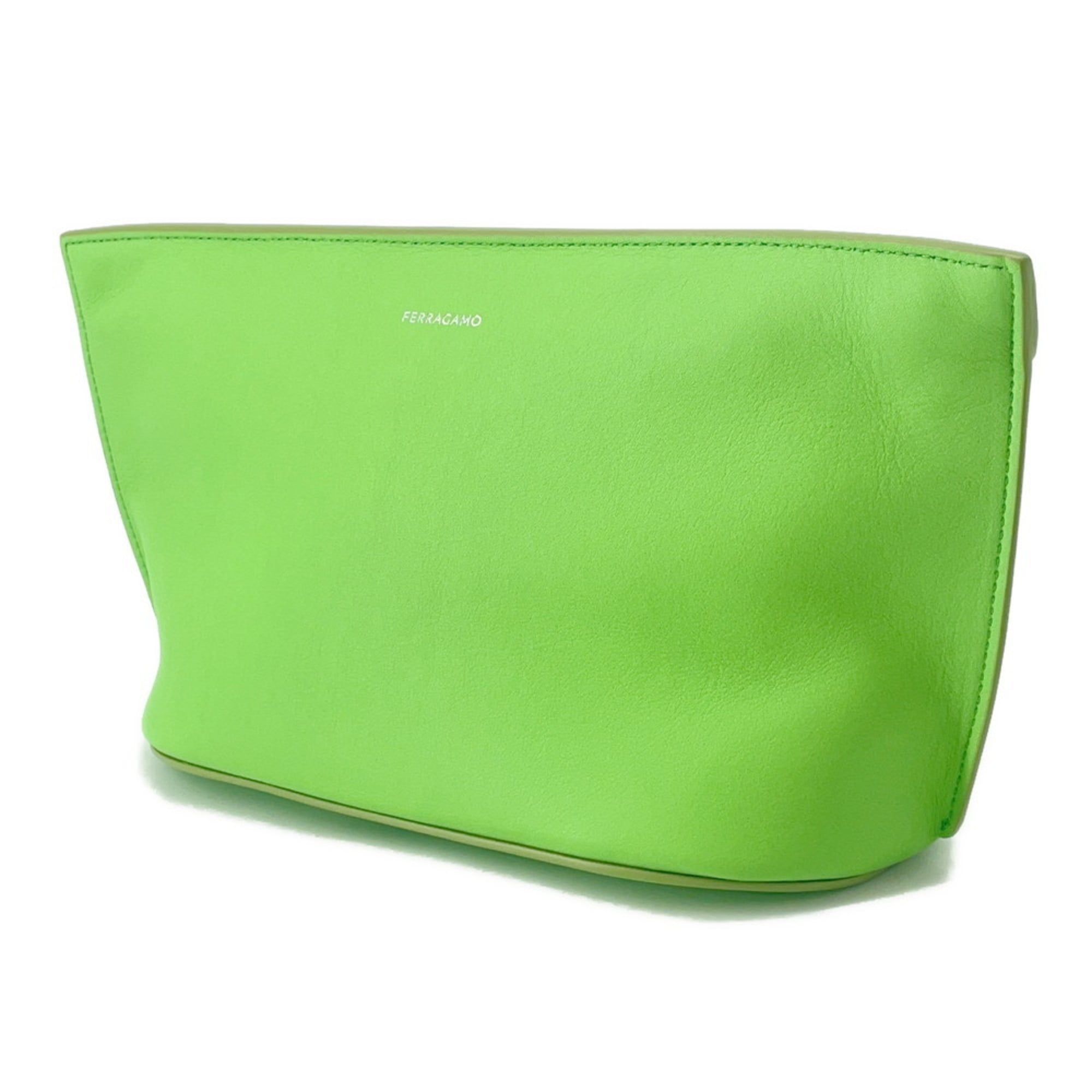 Salvatore Ferragamo Light Green Leather Clutch Bag (Pre-Owned)