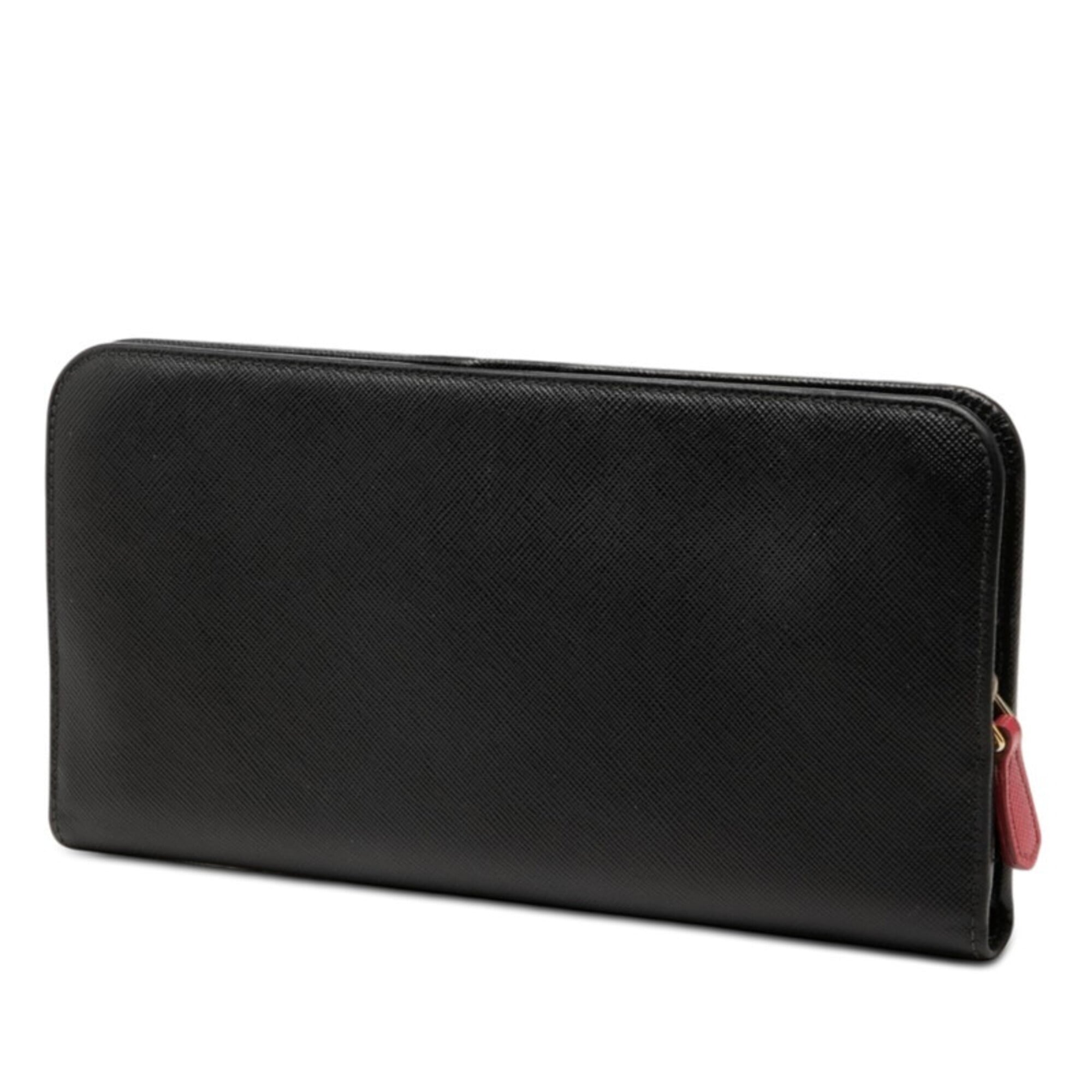 Prada Black Leather Long Wallet (Bi-Fold) (Pre-Owned)