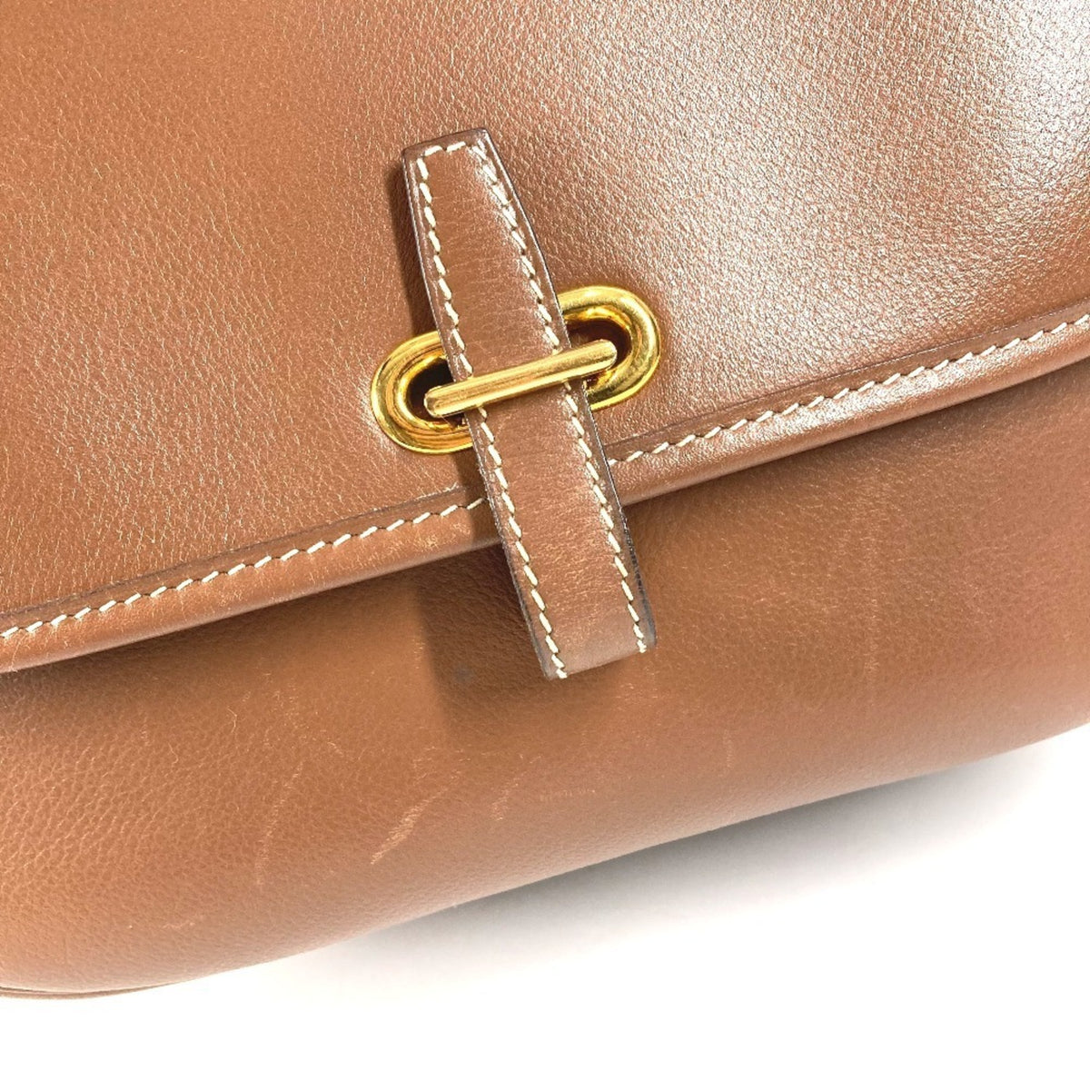 Hermes Brown Leather Handbag Shoulder Bag (Pre-Owned)