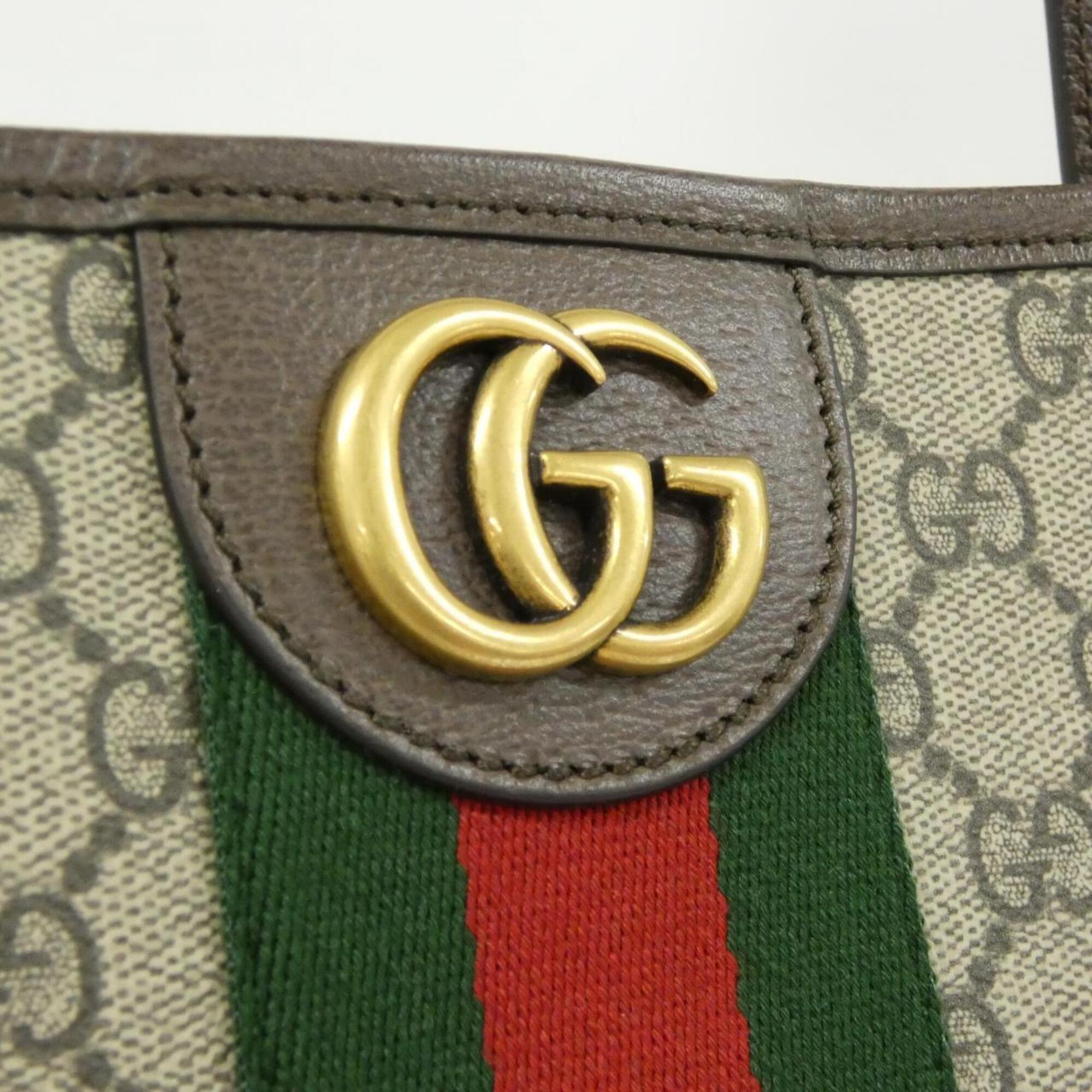 Gucci Beige Brown Coated Canvas Handbag (Pre-Owned)