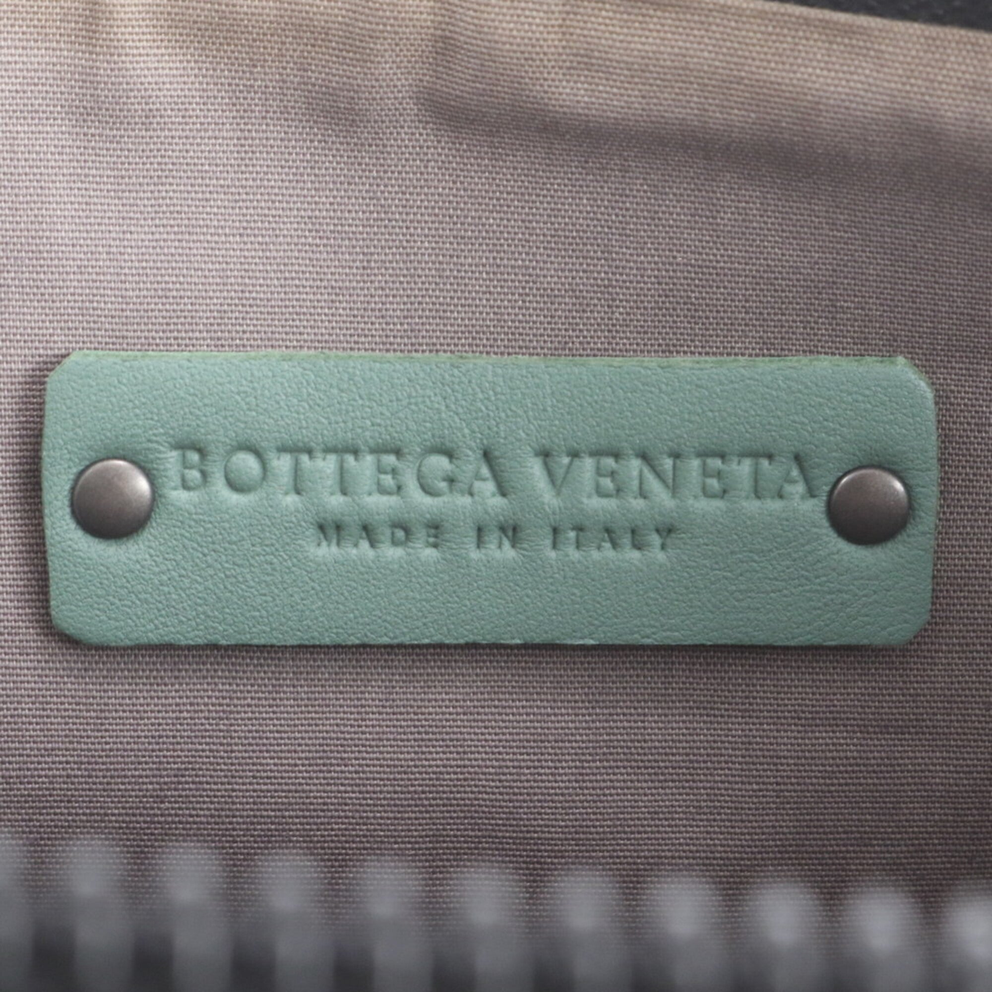 Bottega Veneta Red Color Leather Canvas Clutch Bag Pouch (Pre-Owned)