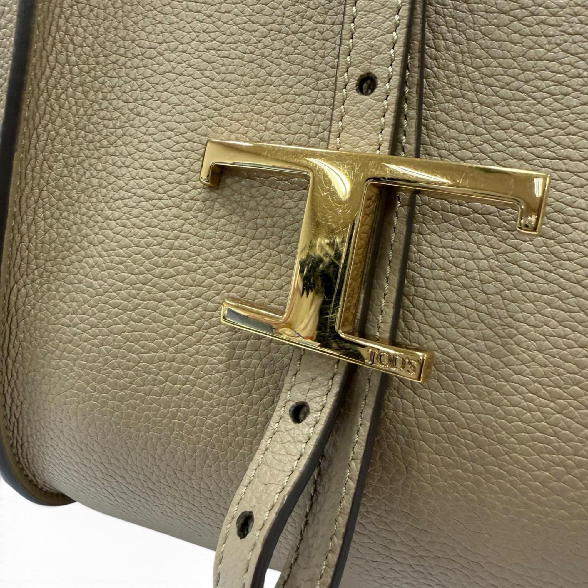 Tod's Beige Leather Handbag Pouch Tote Bag (Pre-Owned)