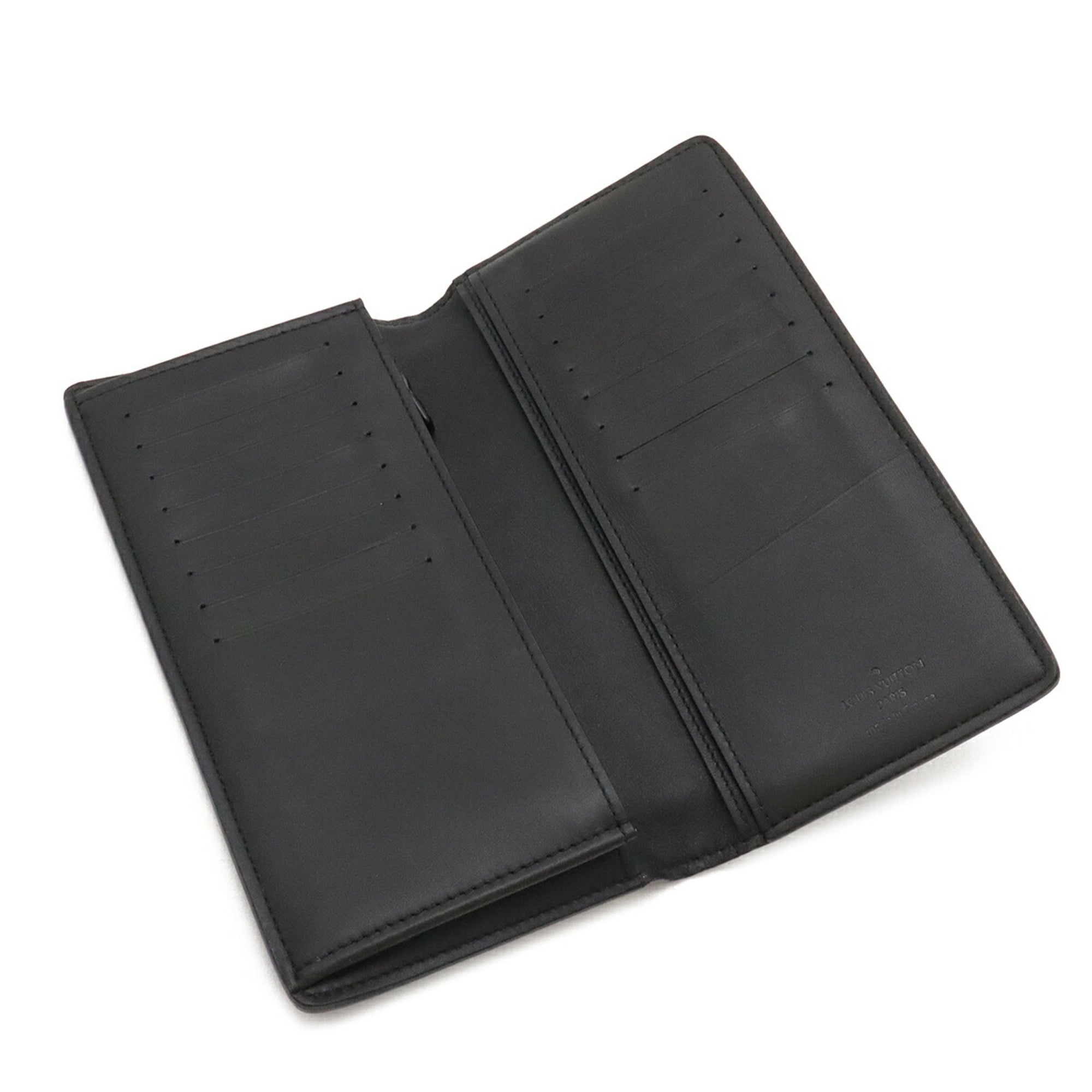 Louis Vuitton Black Leather Long Wallet (Bi-Fold) (Pre-Owned)