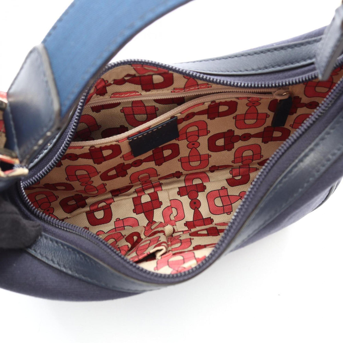 Gucci Navy Canvas Leather Handbag (Pre-Owned)