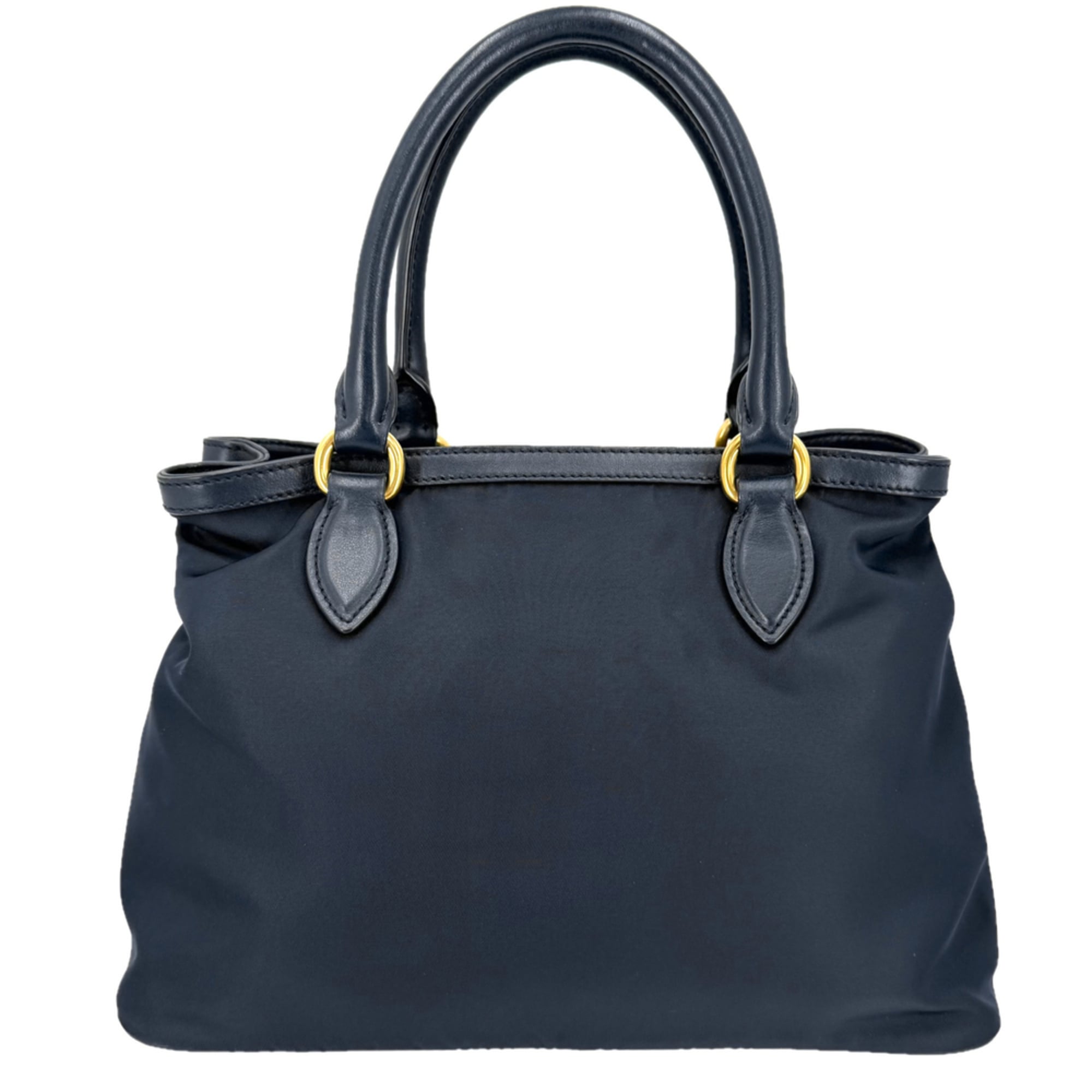 Prada Navy Nylon Leather Handbag Shoulder Bag (Pre-Owned)