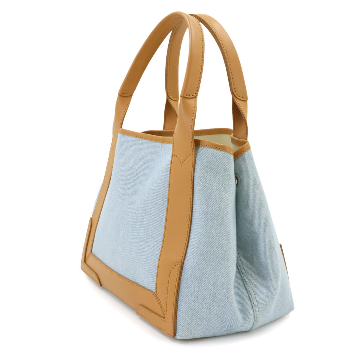 Balenciaga Blue Brown Denim Leather Handbag Tote Bag (Pre-Owned)