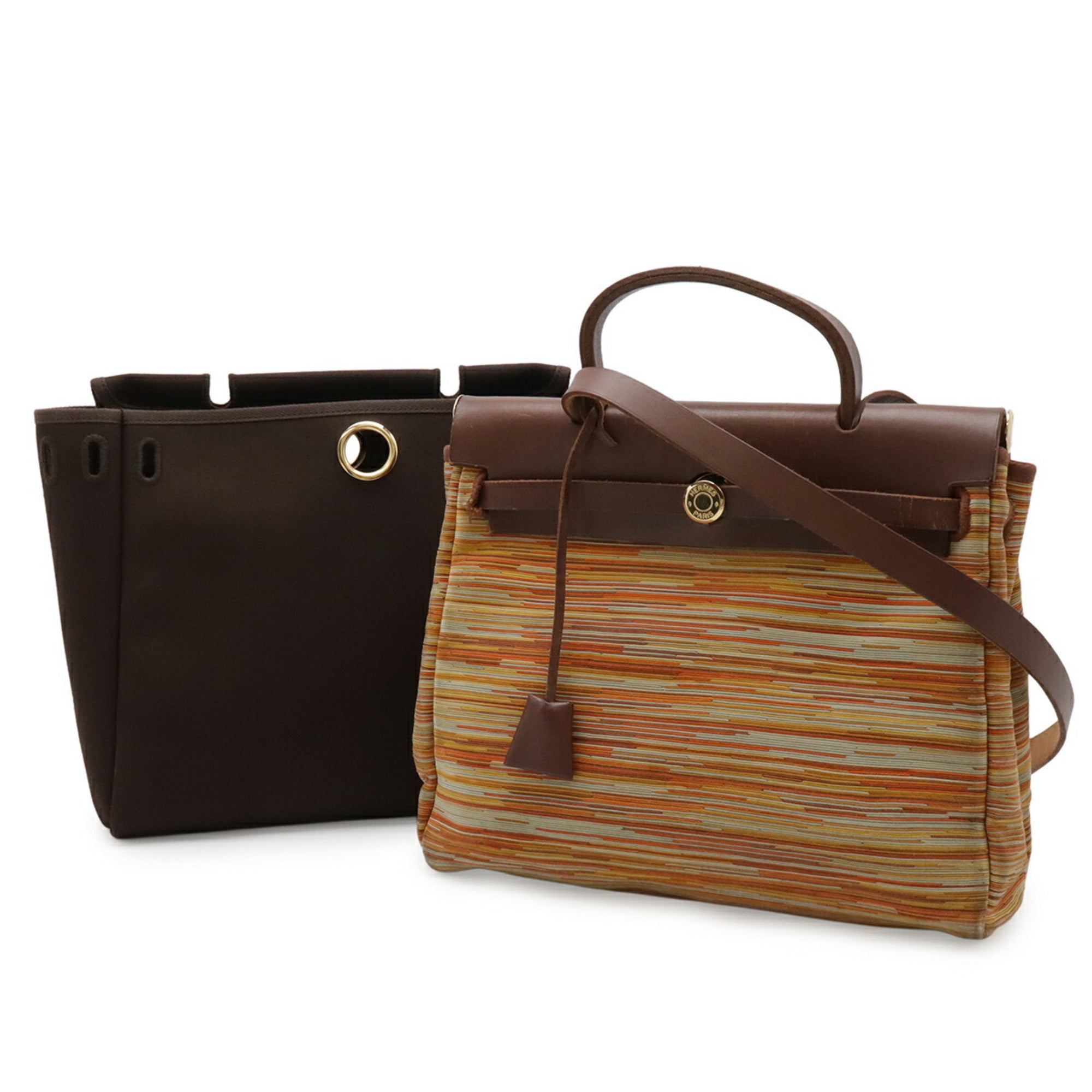 Hermes Brown Leather Handbag Shoulder Bag (Pre-Owned)