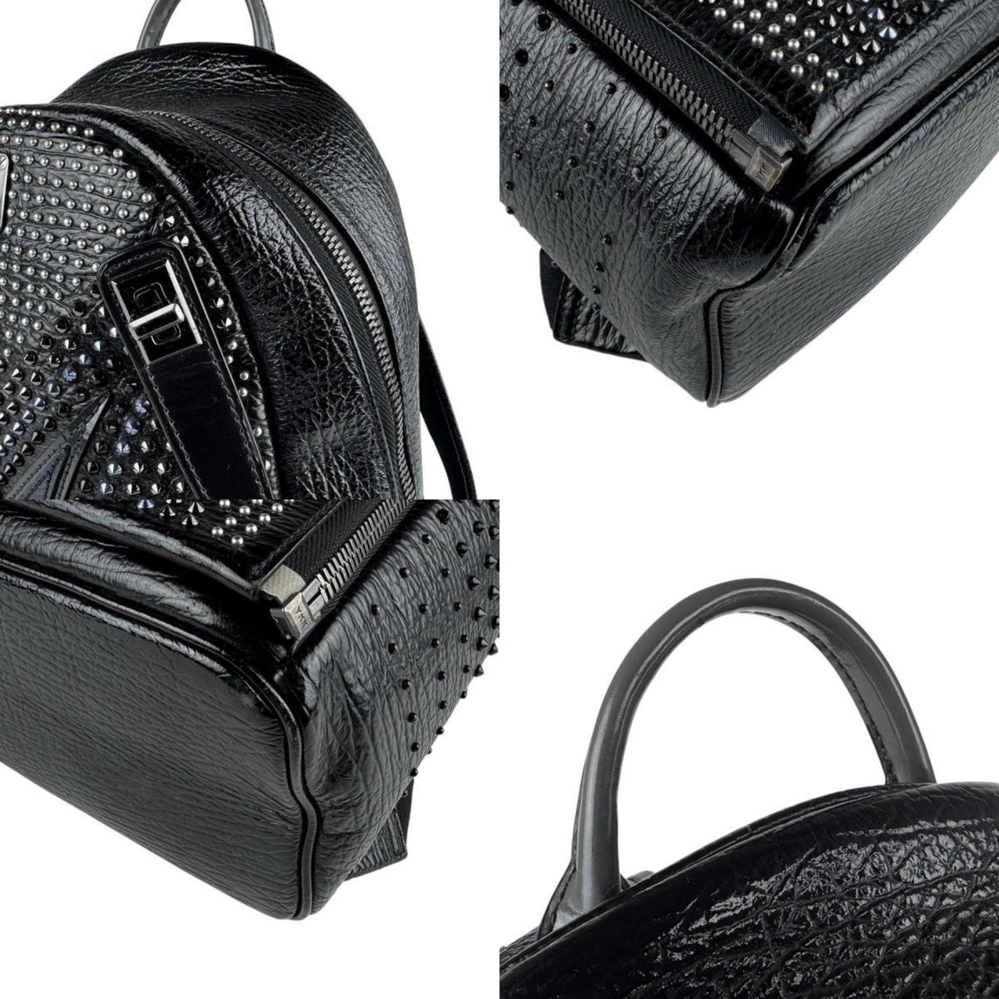Mcm Black Navy Silver Metal Leather Backpack (Pre-Owned)