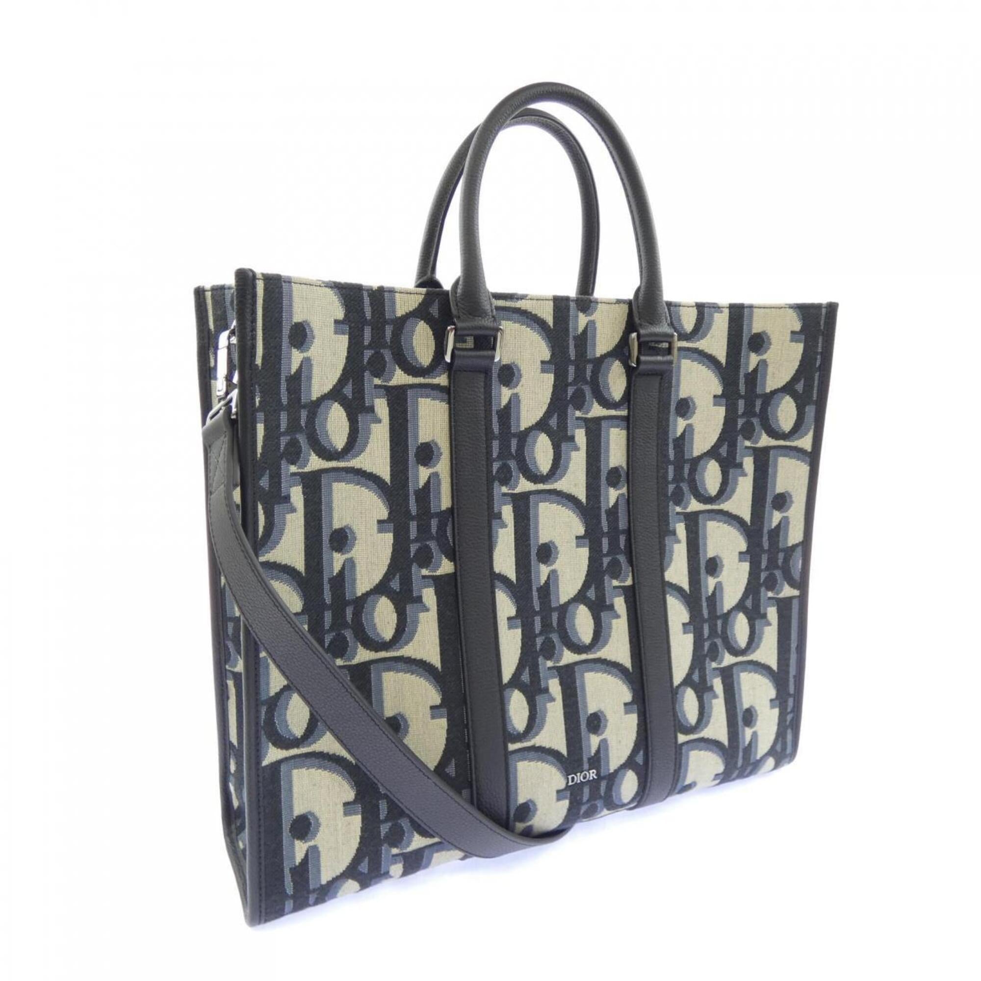 Christian Dior Beige Navy Handbag (Pre-Owned)