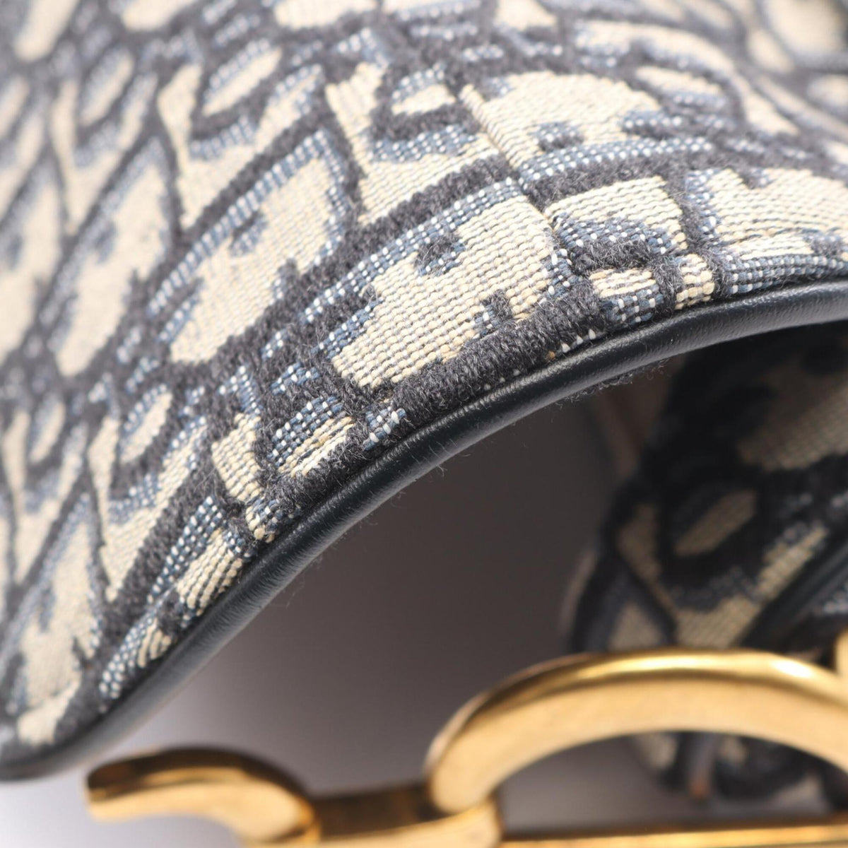Christian Dior Beige Navy Canvas Leather Handbag Saddle Bag (Pre-Owned)