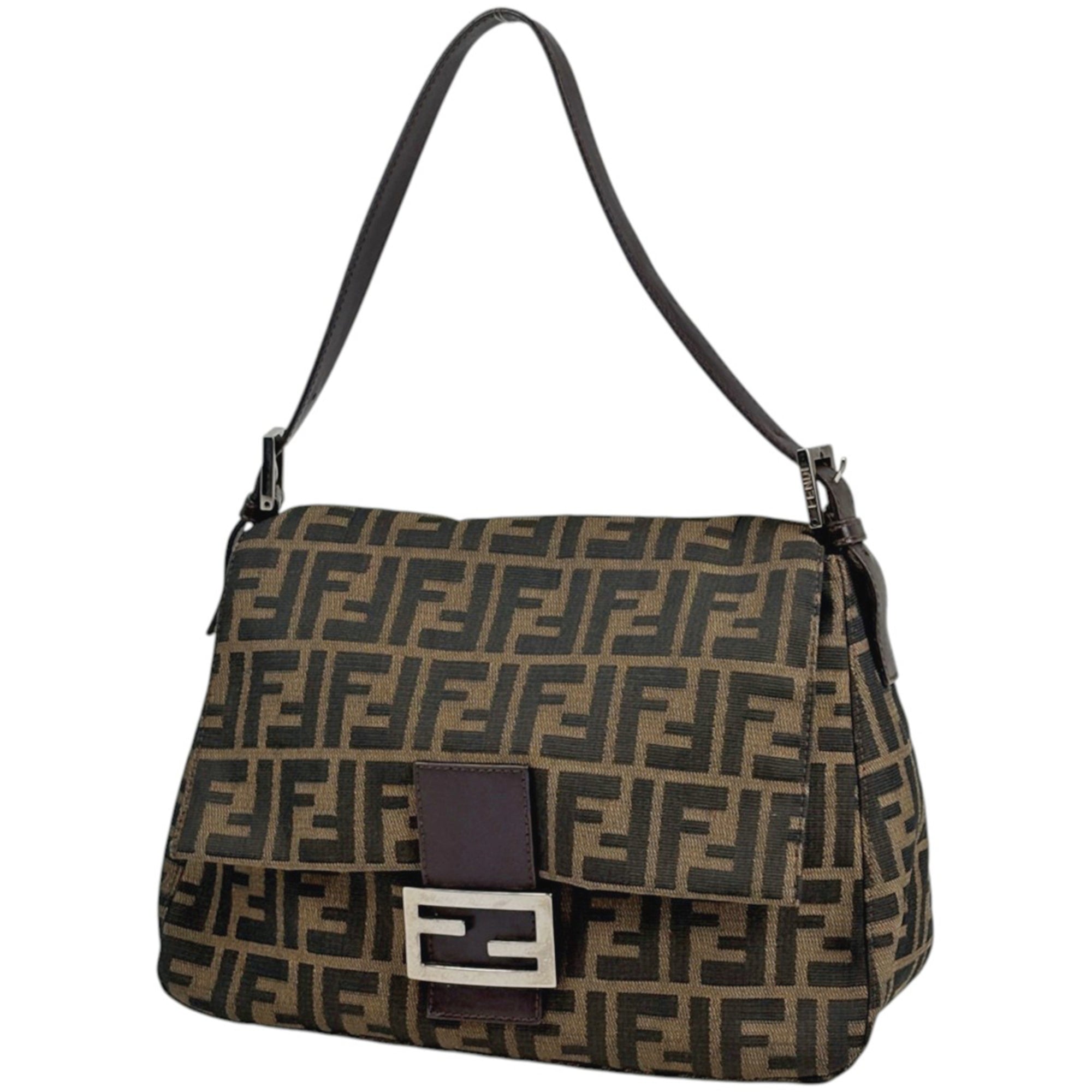 Fendi Brown Canvas Leather Shoulder Bag (Pre-Owned)