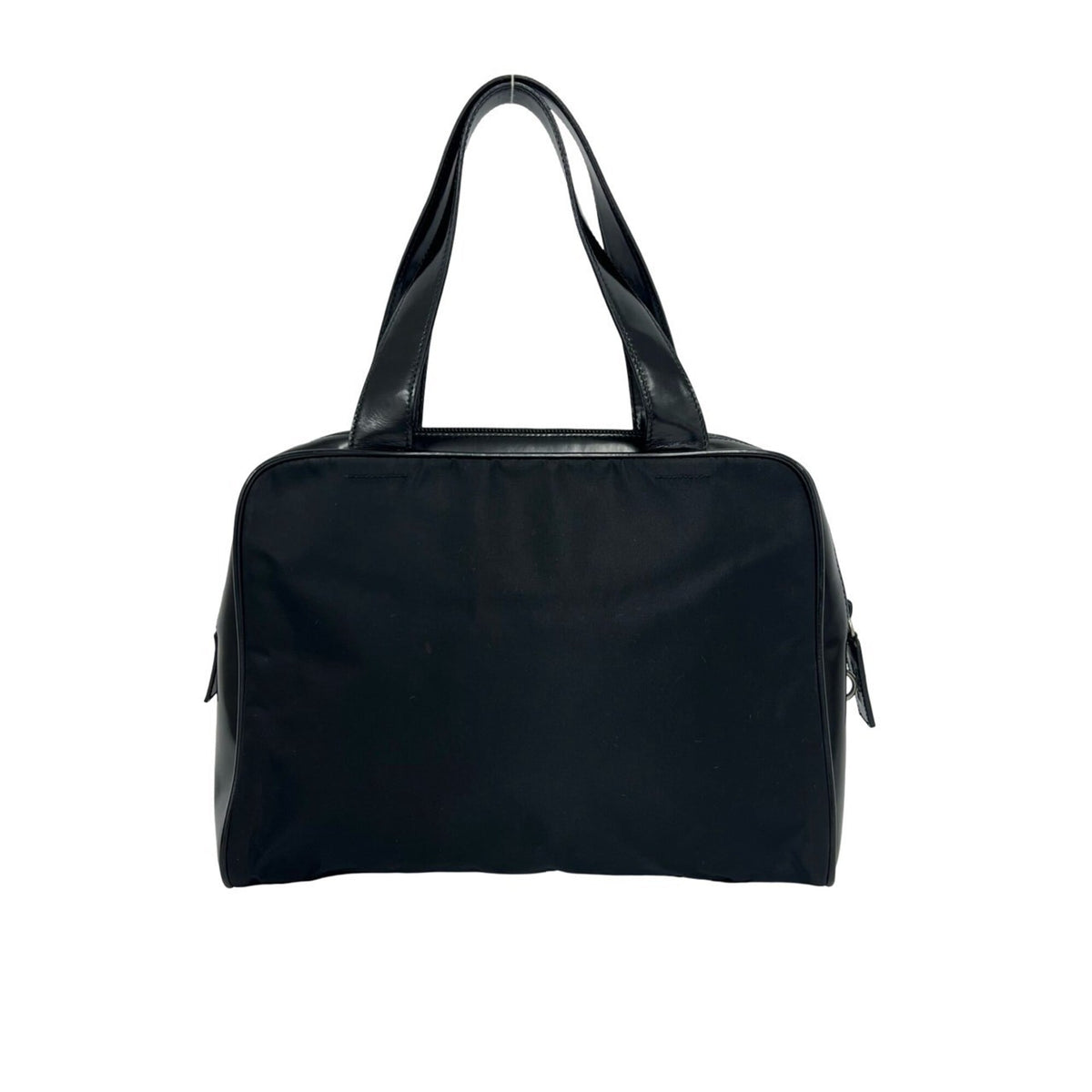 Prada Black Nylon Patent Leather Handbag Tote Bag (Pre-Owned)