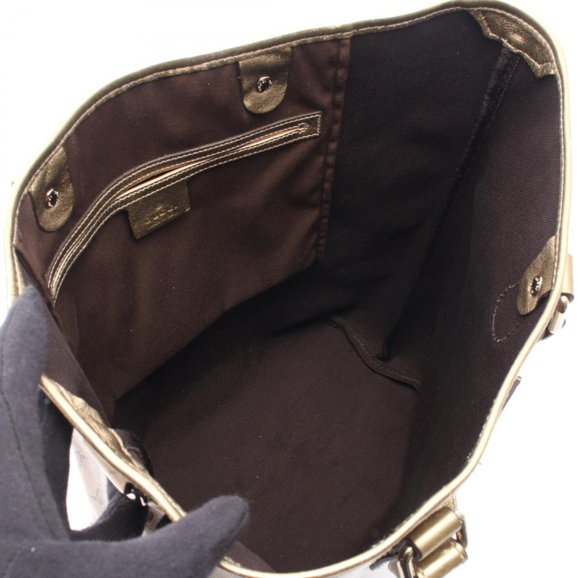 Gucci Beige Brown Gold Pvc Leather Handbag Tote Bag (Pre-Owned)