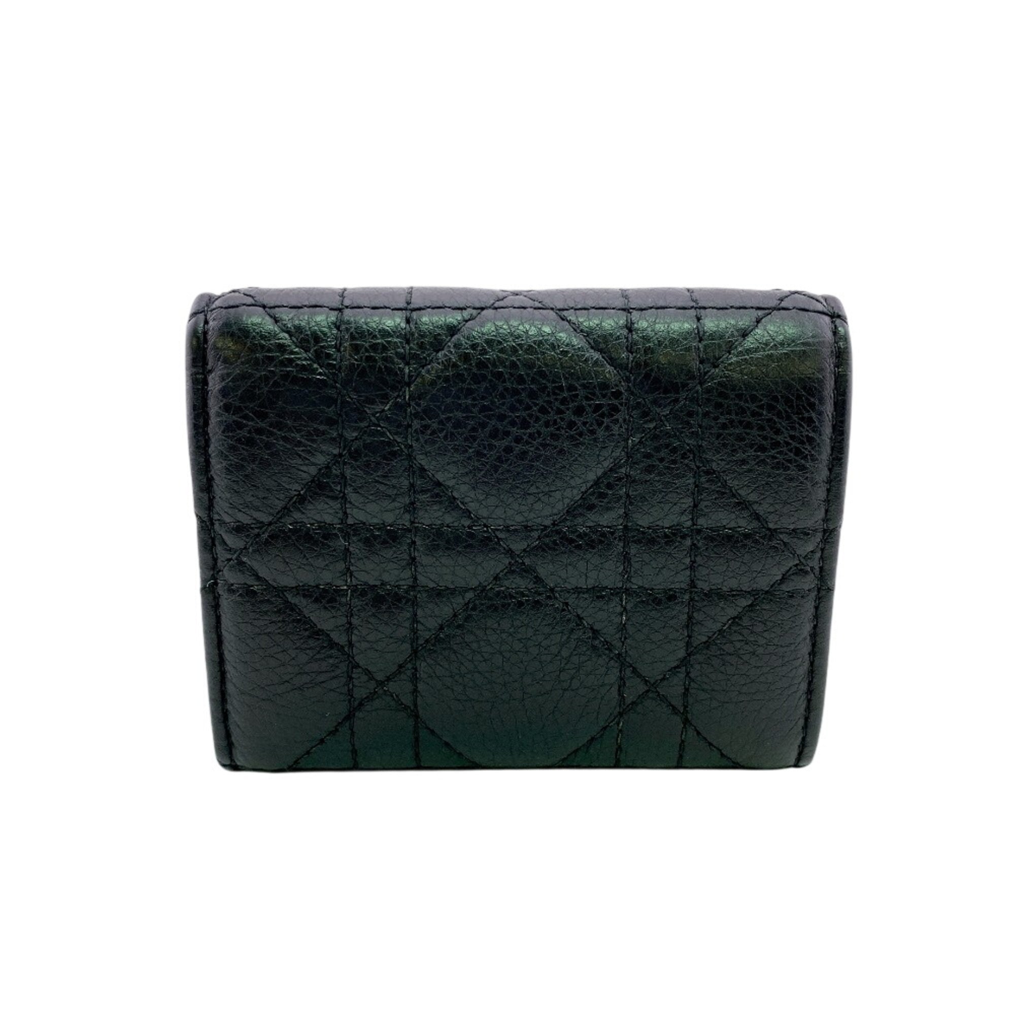 Christian Dior Black Leather Wallet (Tri-Fold) (Pre-Owned)