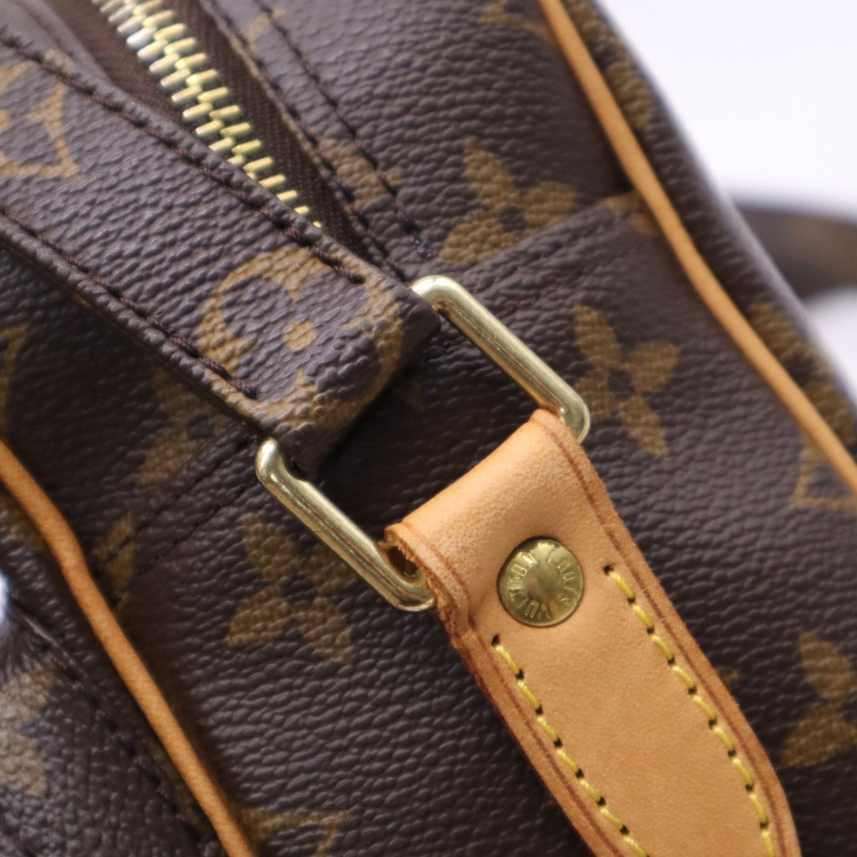 Louis Vuitton Monogram Beige Brown Coated Canvas Leather Shoulder Bag (Pre-Owned)