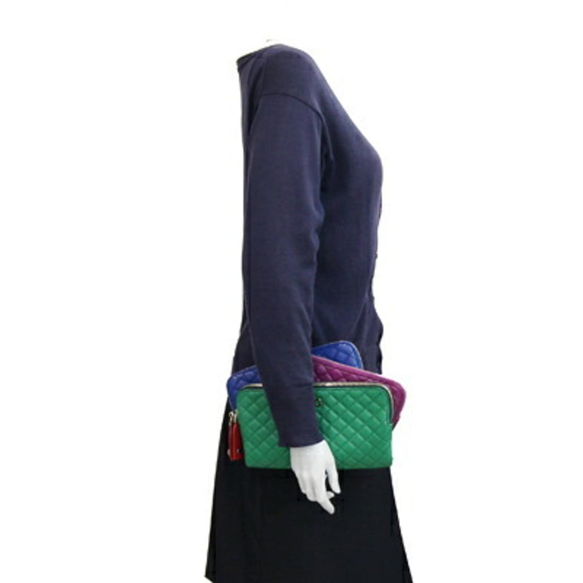 Dolce & Gabbana Blue Green Purple Leather Clutch Bag (Pre-Owned)