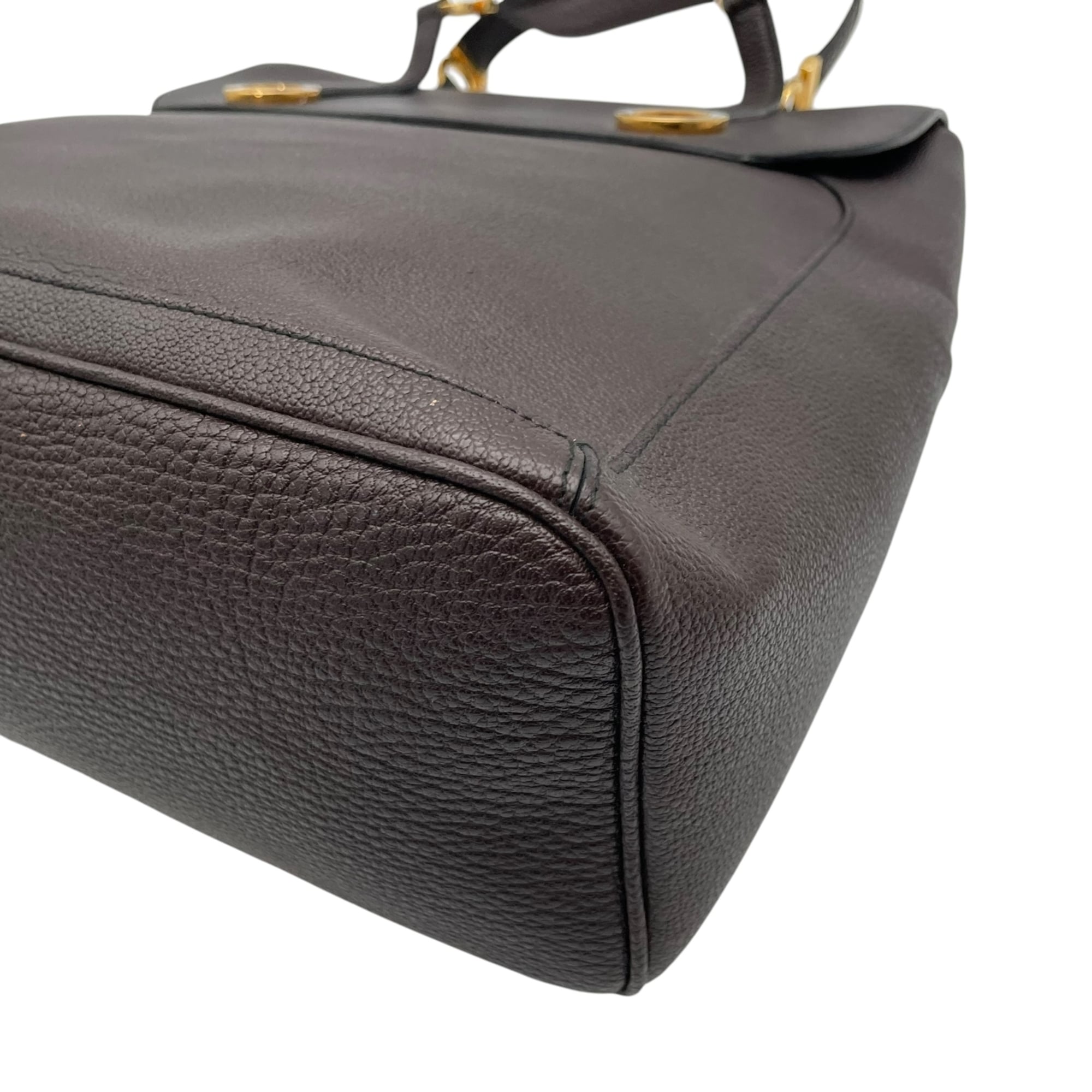 Bvlgari Dark Brown Leather Handbag Tote Bag (Pre-Owned)