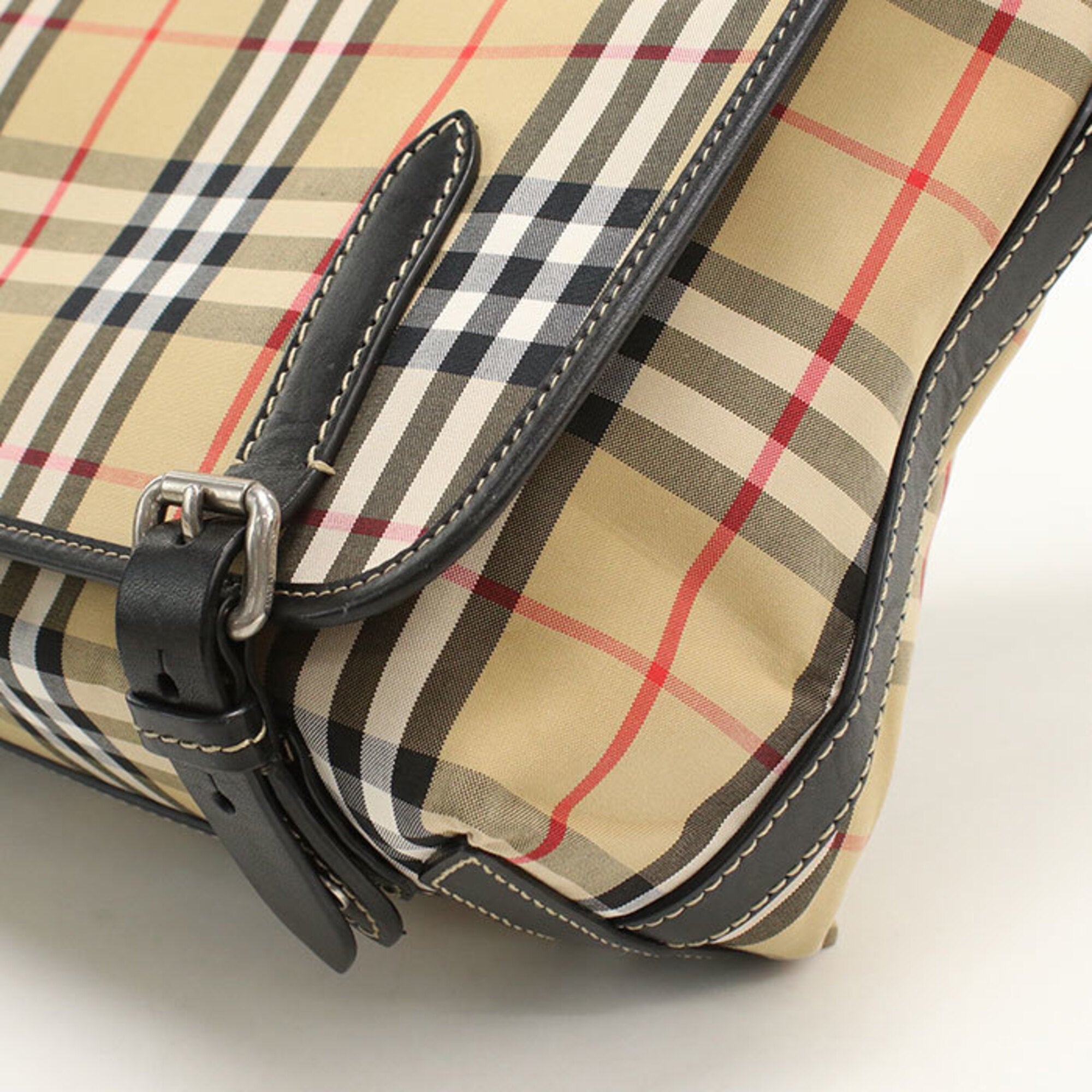 Burberry Beige Canvas Messenger Bag Shoulder Bag (Pre-Owned)