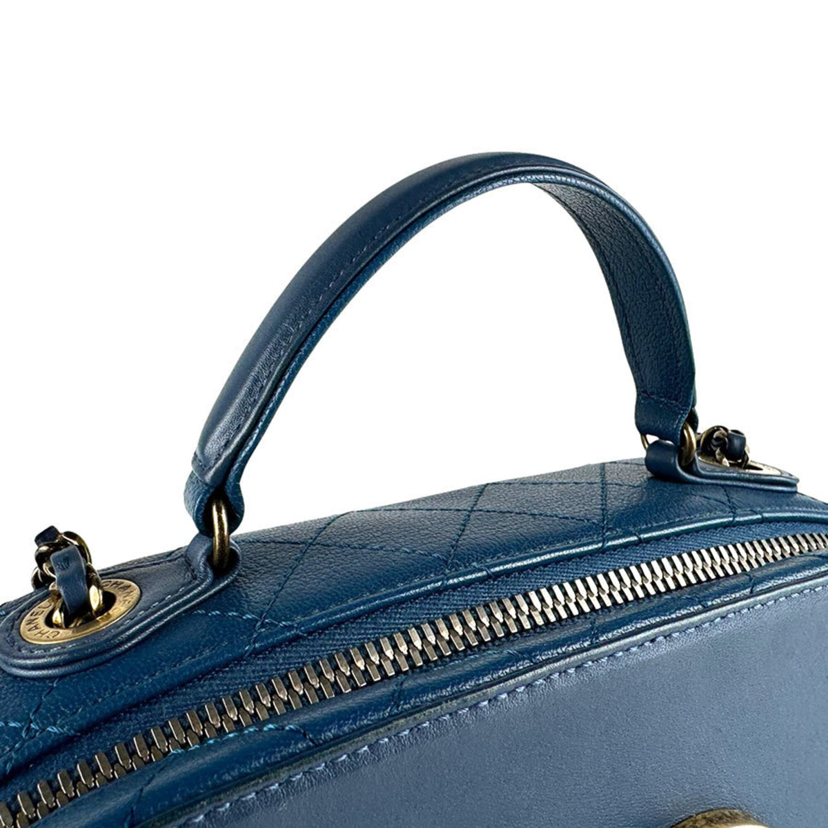 Chanel Blue Leather Handbag Shoulder Bag (Pre-Owned)