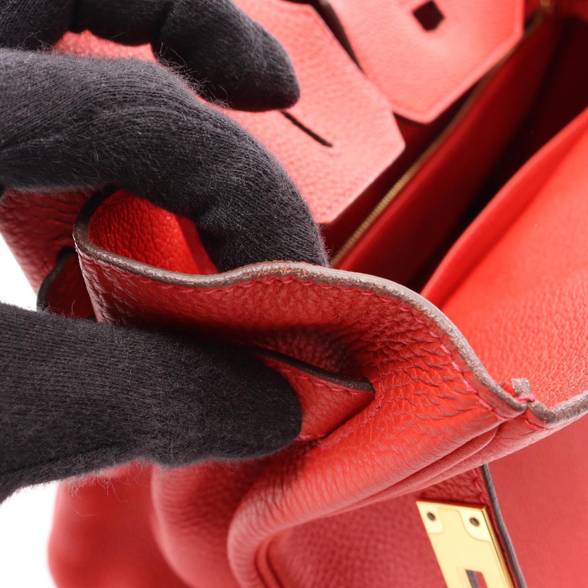 Hermes Red Color Togo Leather Handbag (Pre-Owned)
