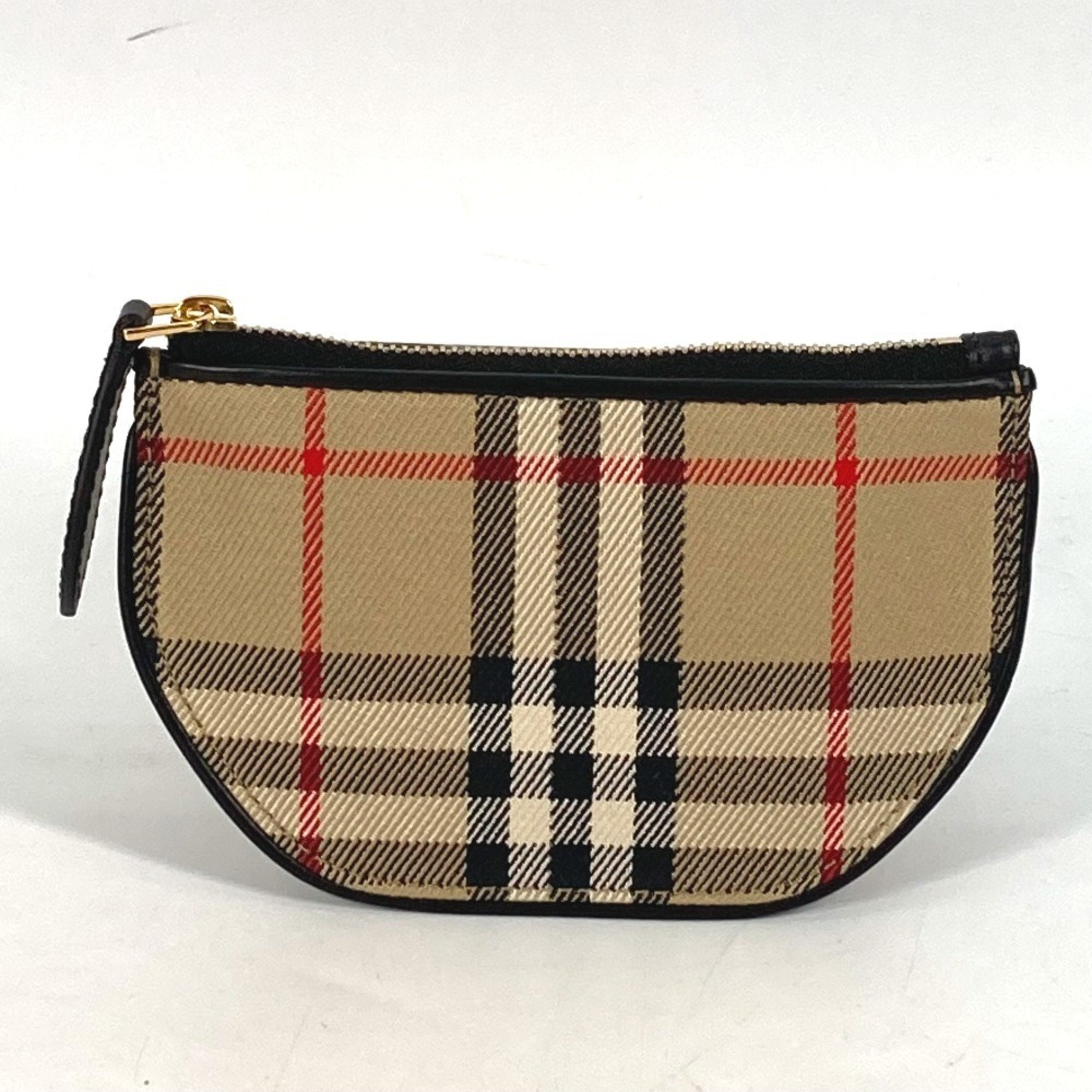 Burberry Beige Leather Canvas Coin Purse/Coin Case (Pre-Owned)