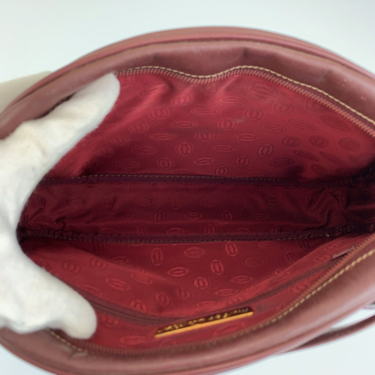 Cartier Wine Red Leather Pochette Shoulder Bag (Pre-Owned)