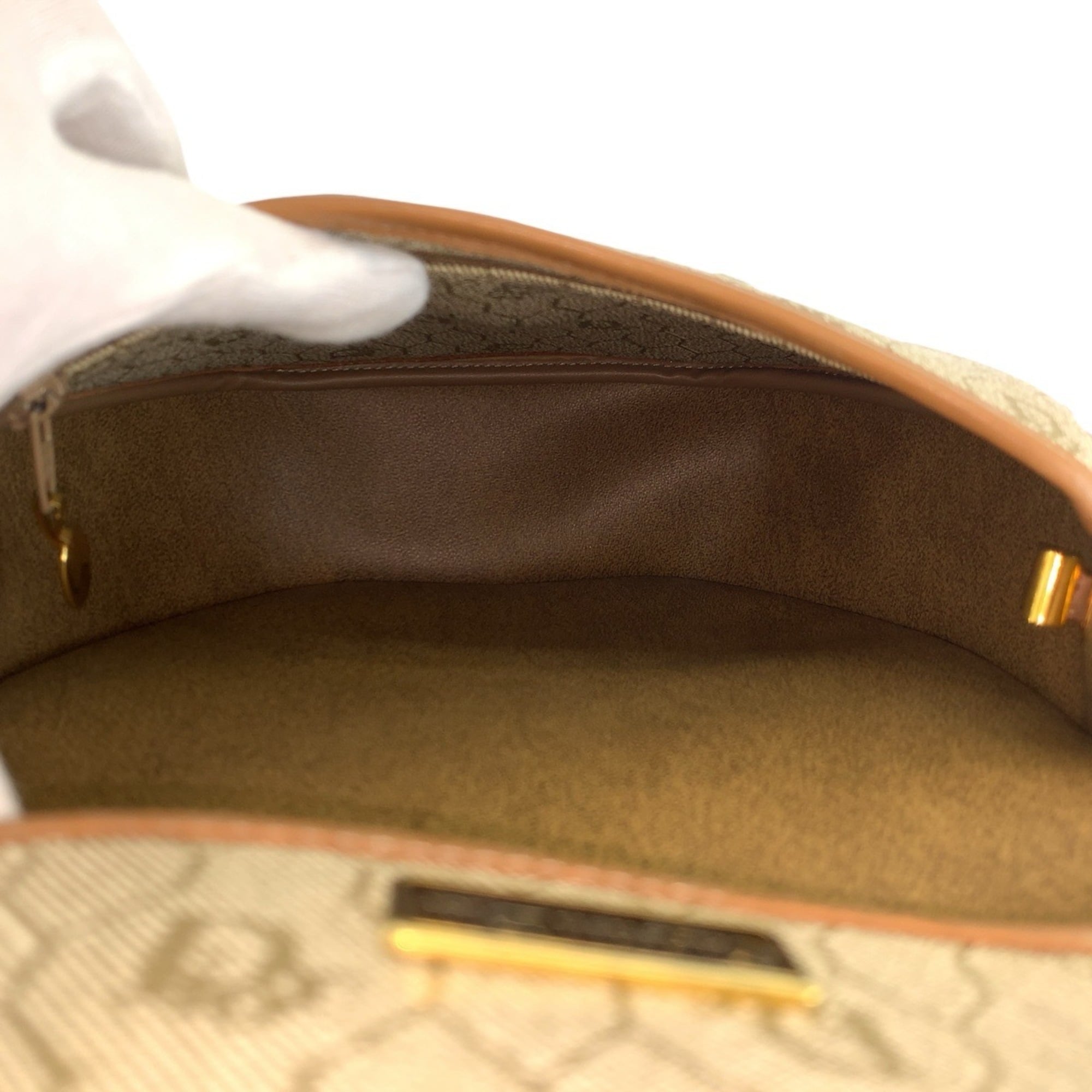 Christian Dior Beige Brown Leather Pvc Pochette Shoulder Bag (Pre-Owned)