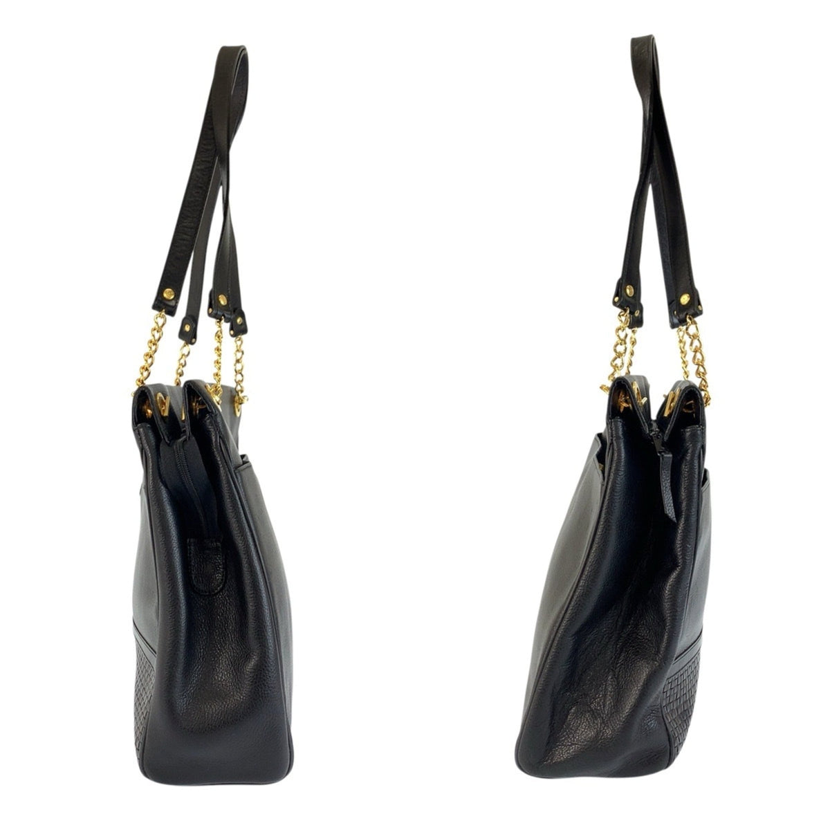 Bally Black Leather Shoulder Bag Tote Bag (Pre-Owned)