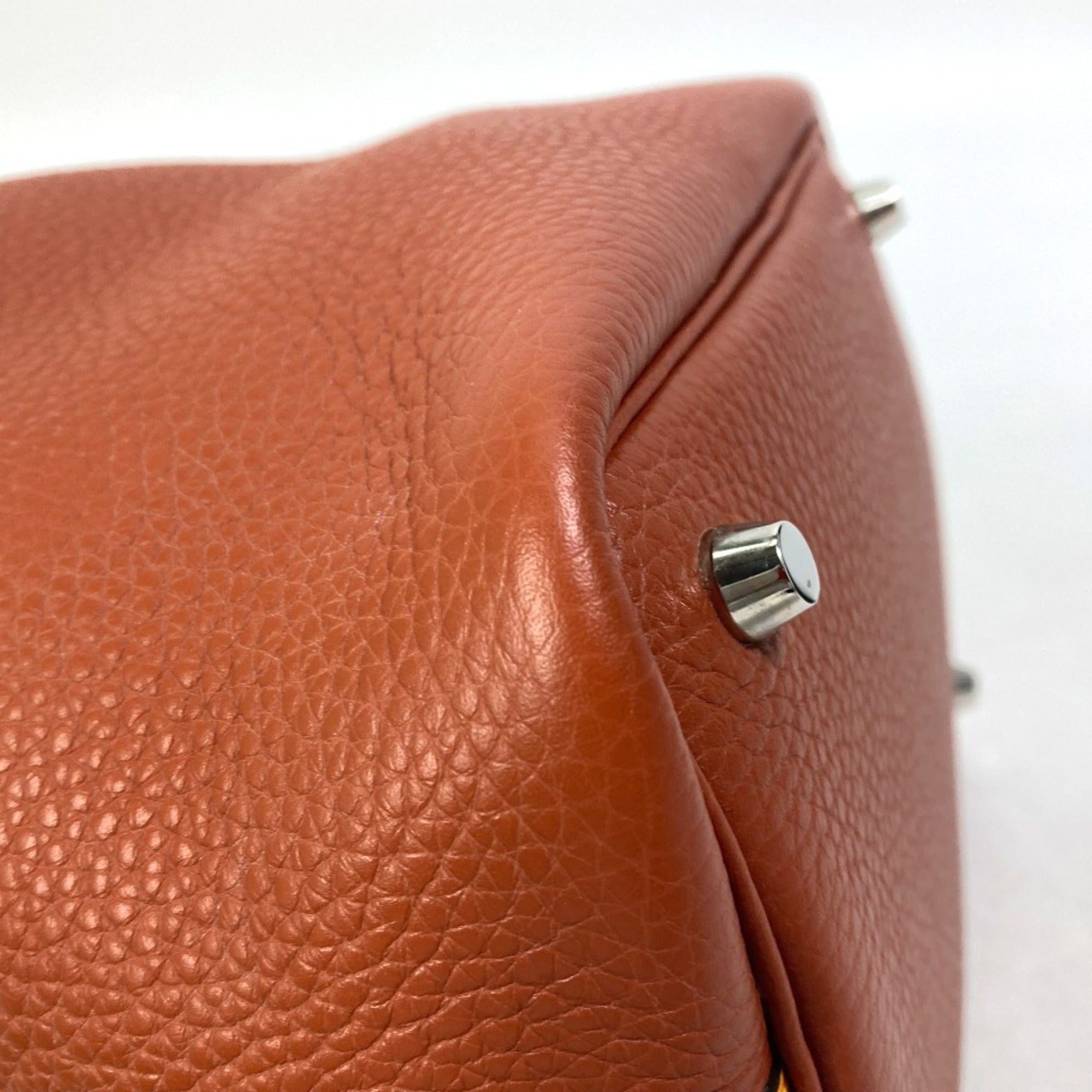 Hermes Bicolor Brown Orange Togo Leather Swift Leather Handbag Tote Bag (Pre-Owned)