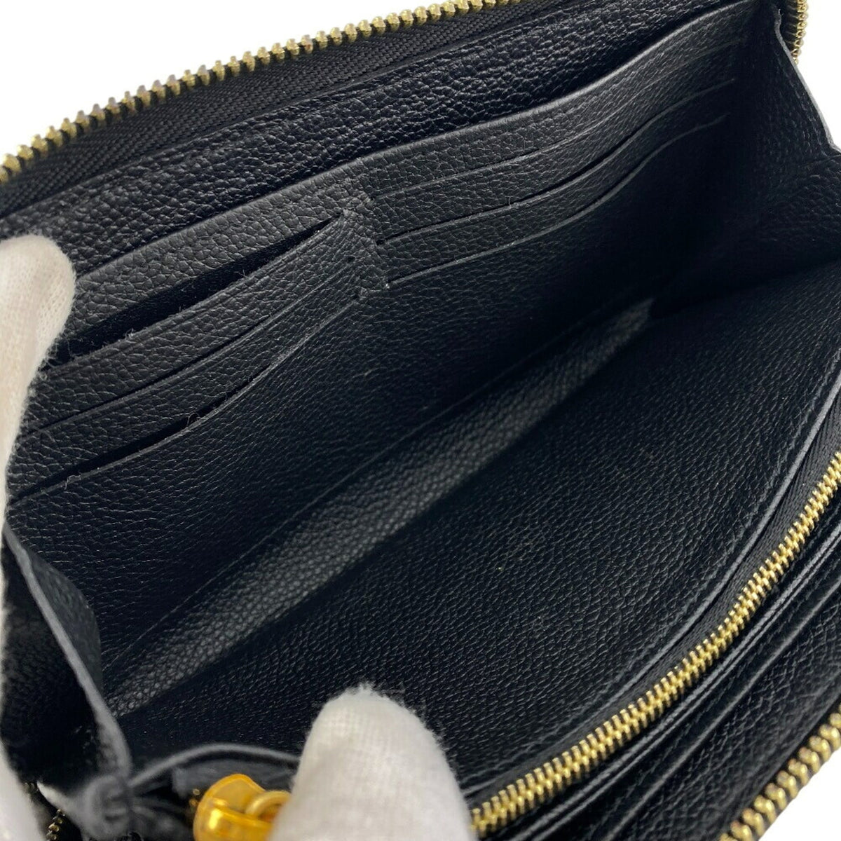 Louis Vuitton Beige Black Leather Long Wallet (Bi-Fold) (Pre-Owned)