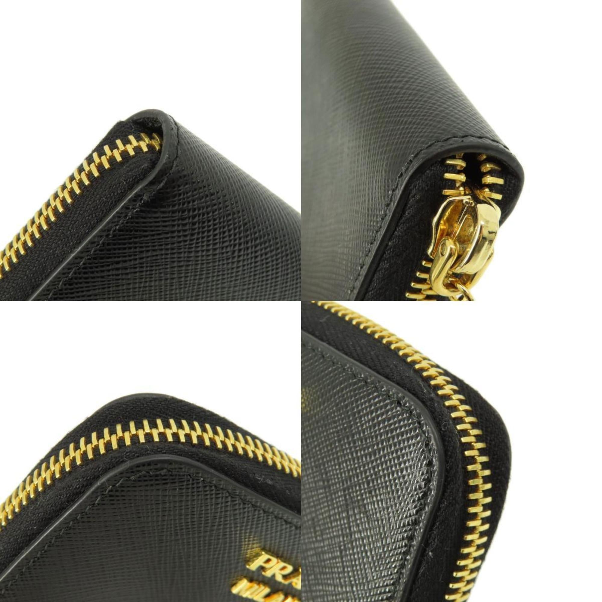 Prada Saffiano Black Leather Coin Purse/Coin Case (Pre-Owned)