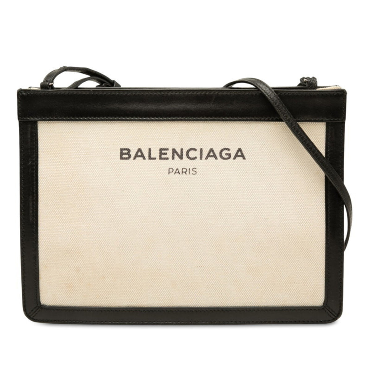 Balenciaga Beige Black Canvas Leather Shoulder Bag (Pre-Owned)