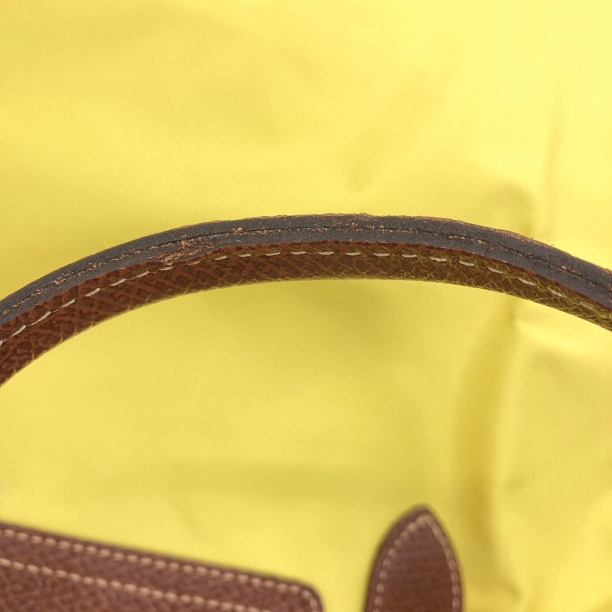 Longchamp Le Pliage Brown Yellow Nylon Tote Bag (Pre-Owned)
