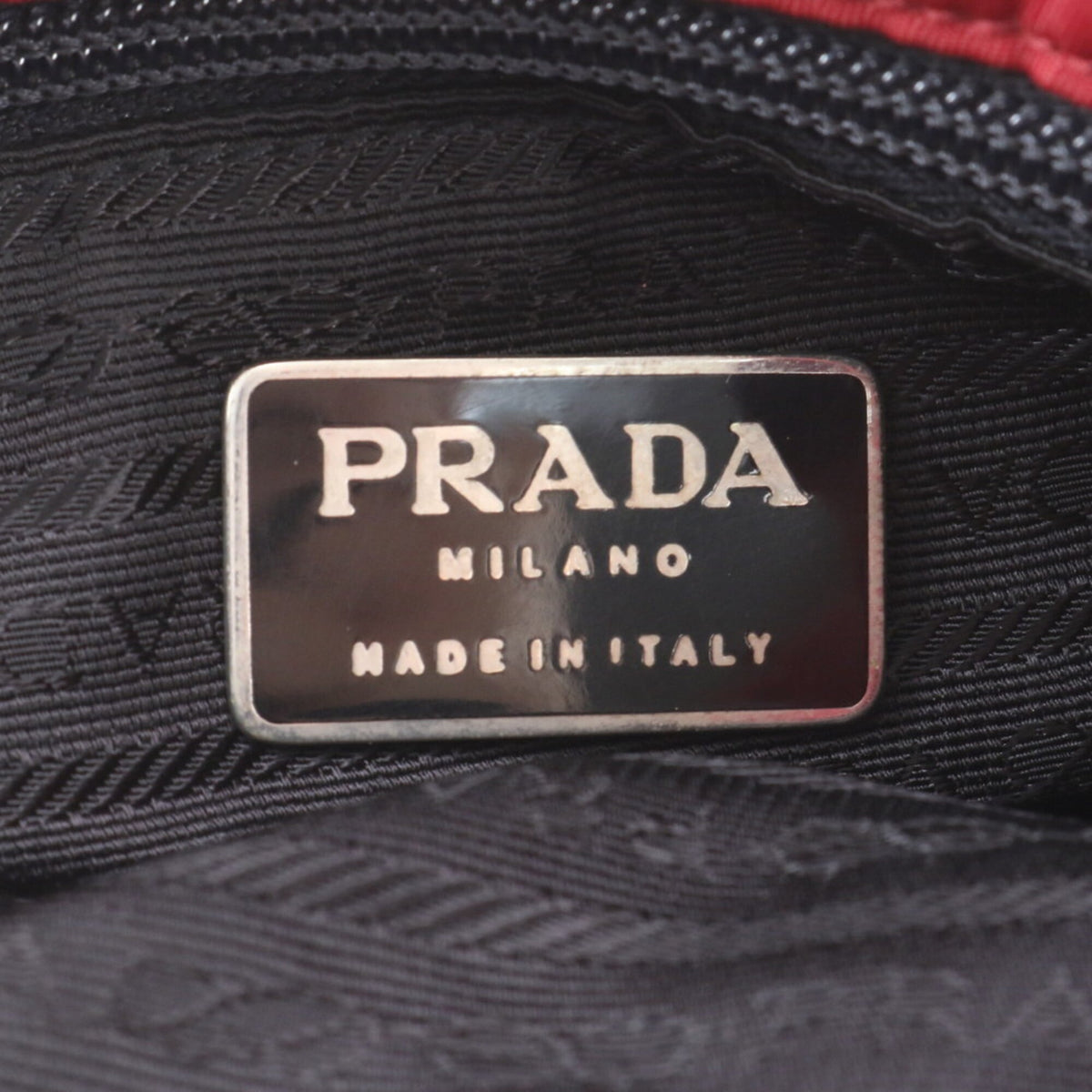Prada Red Color Wine Leather Nylon Shoulder Bag (Pre-Owned)