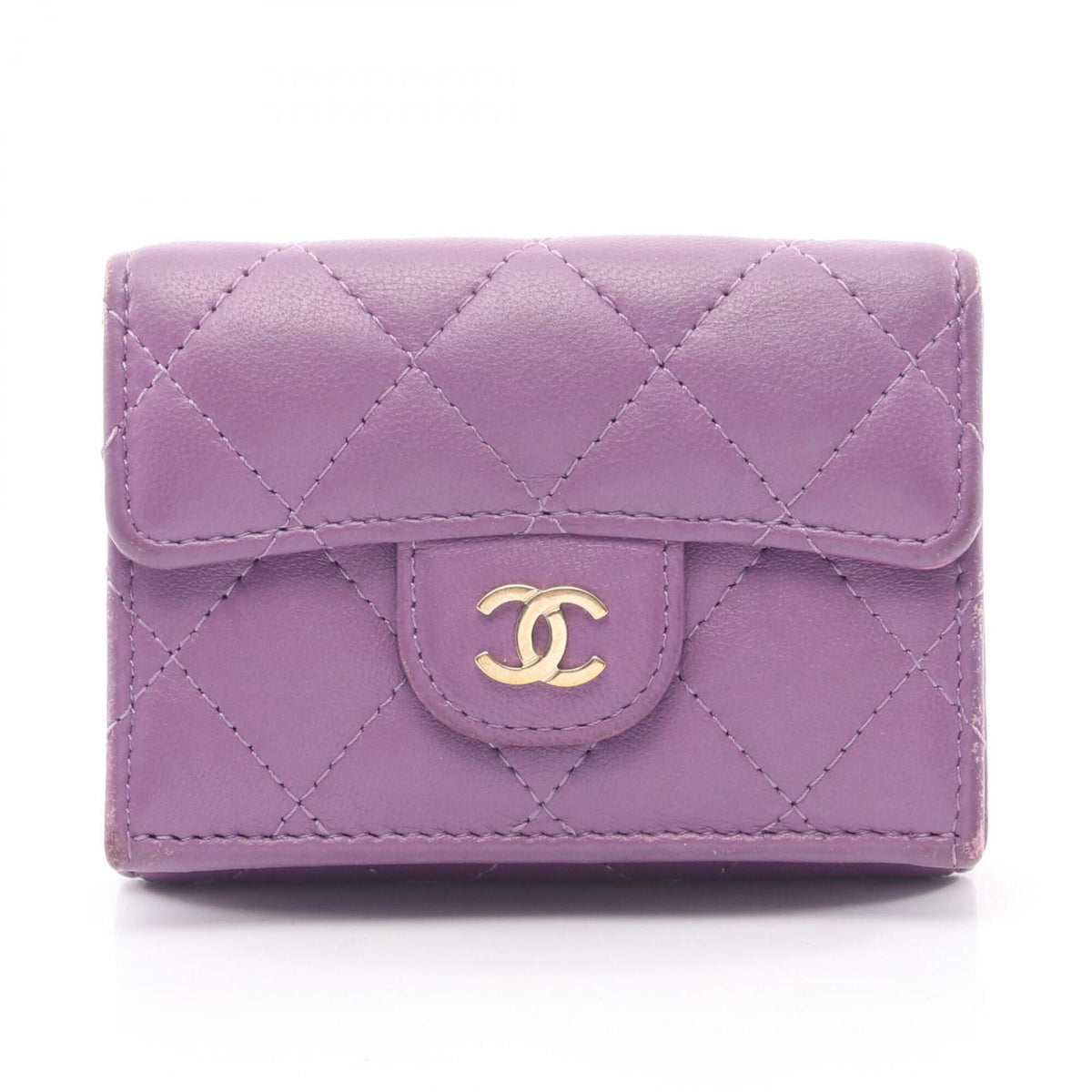 Chanel Purple Leather Wallet (Tri-Fold) (Pre-Owned)